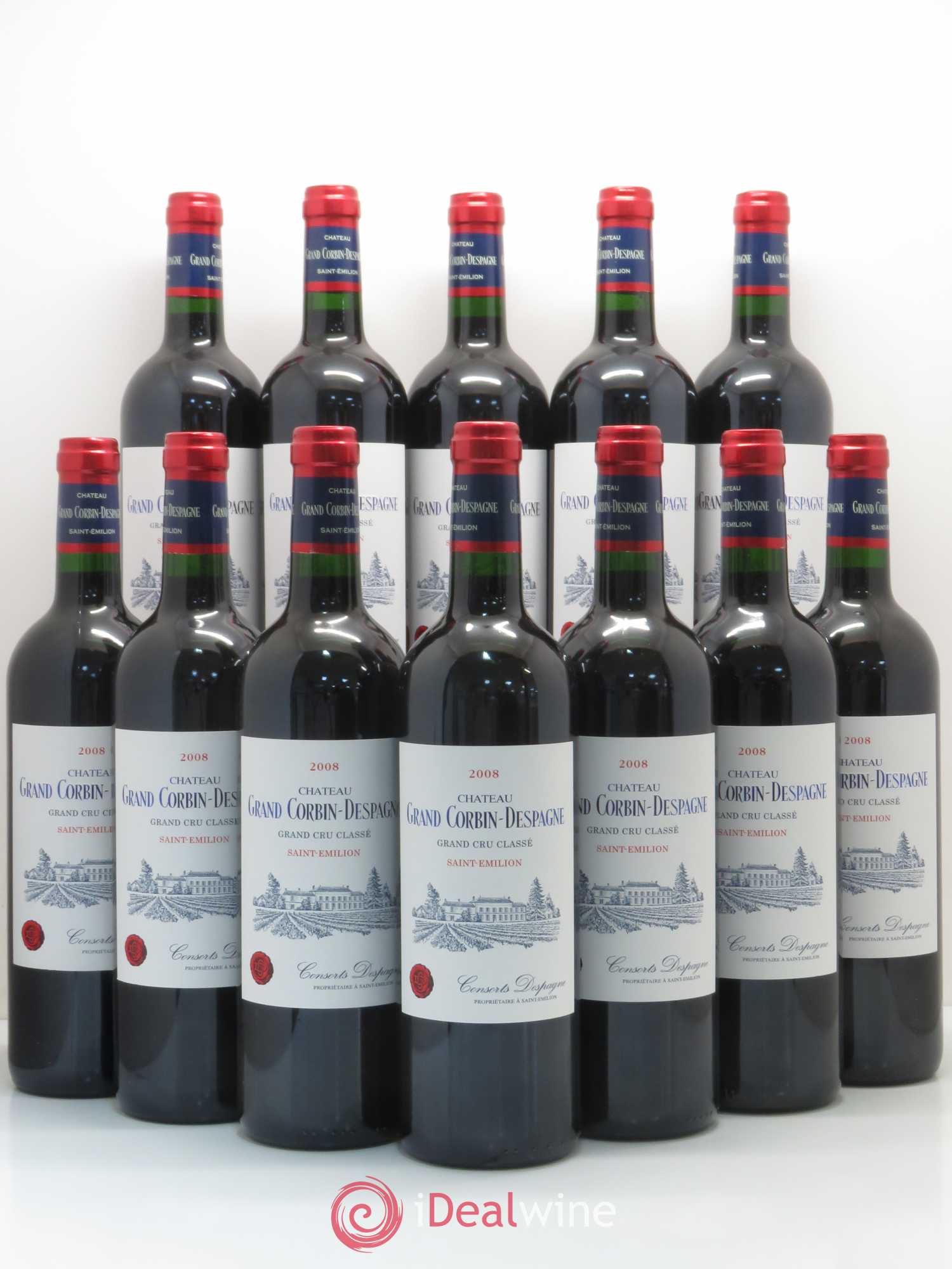 Château Grand Corbin Despagne Grand Cru Classé 2008 - Lot de 12 bouteilles - 0