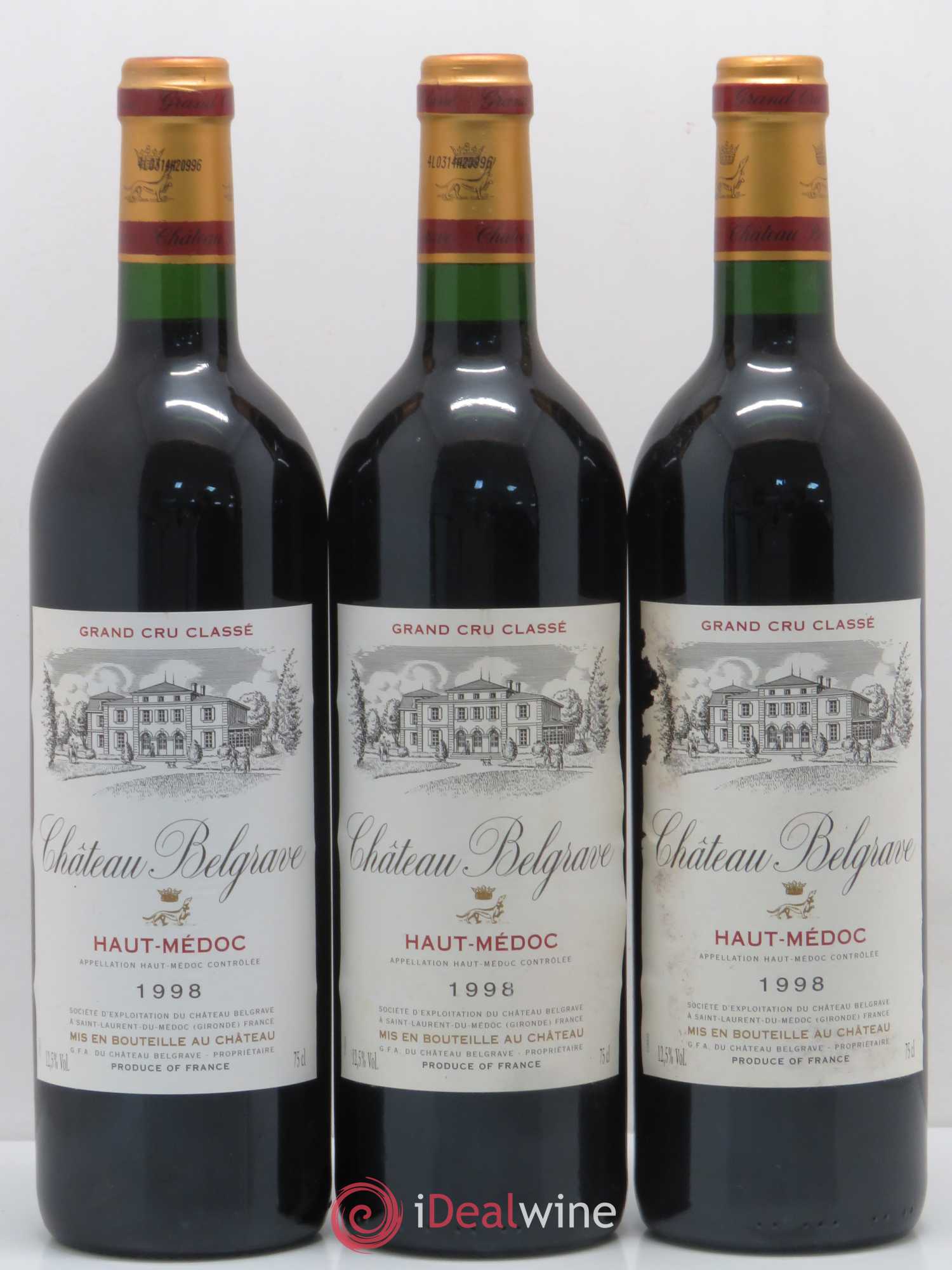 Château Belgrave 5ème Grand Cru Classé 1998 - Lot de 12 bouteilles - 3