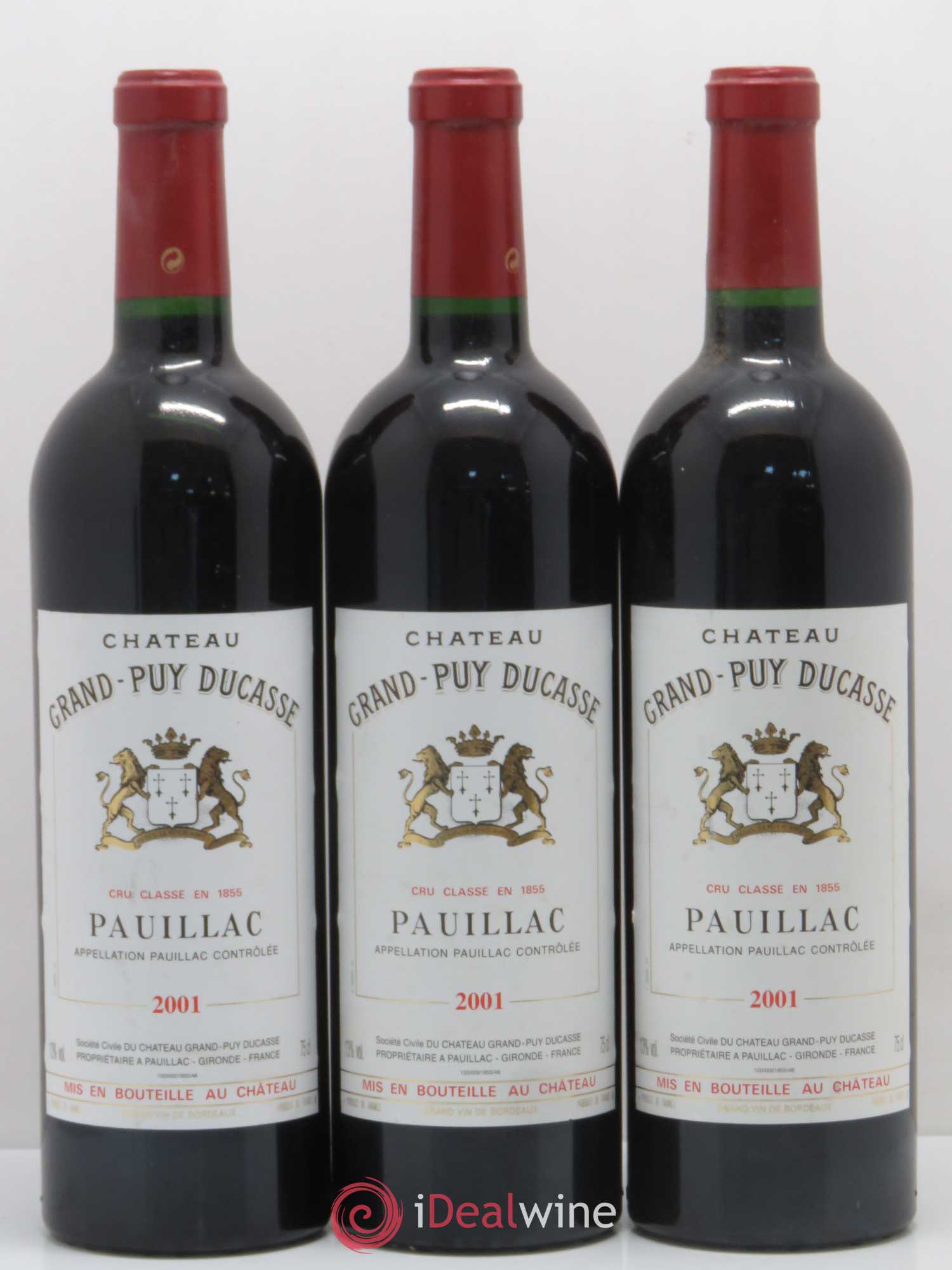Château Grand Puy Ducasse 5ème Grand Cru Classé 2001 - Lot de 3 bouteilles - 0
