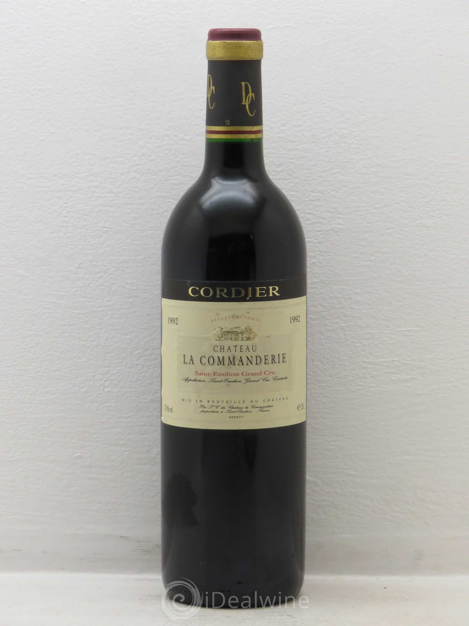 Château la Commanderie Grand Cru Classé 1992 - Lot de 1 bouteille - 0