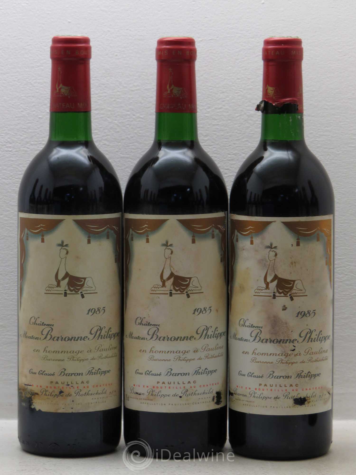 Château d' Armailhac - Mouton Baron(ne) Philippe 5ème Grand Cru Classé 1985 - Lot de 12 bouteilles - 1