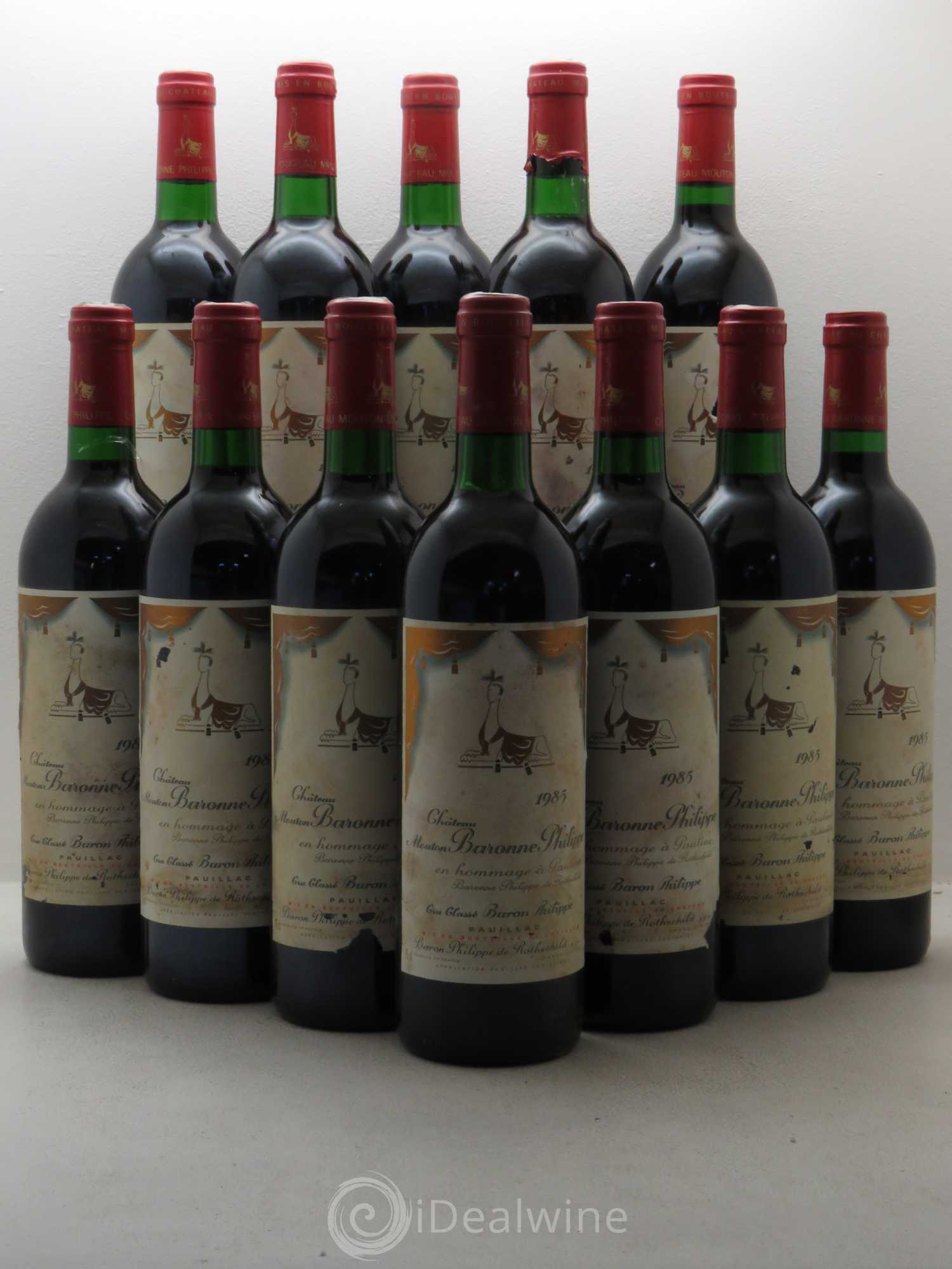 Château d' Armailhac - Mouton Baron(ne) Philippe 5ème Grand Cru Classé 1985 - Lot de 12 bouteilles - 0