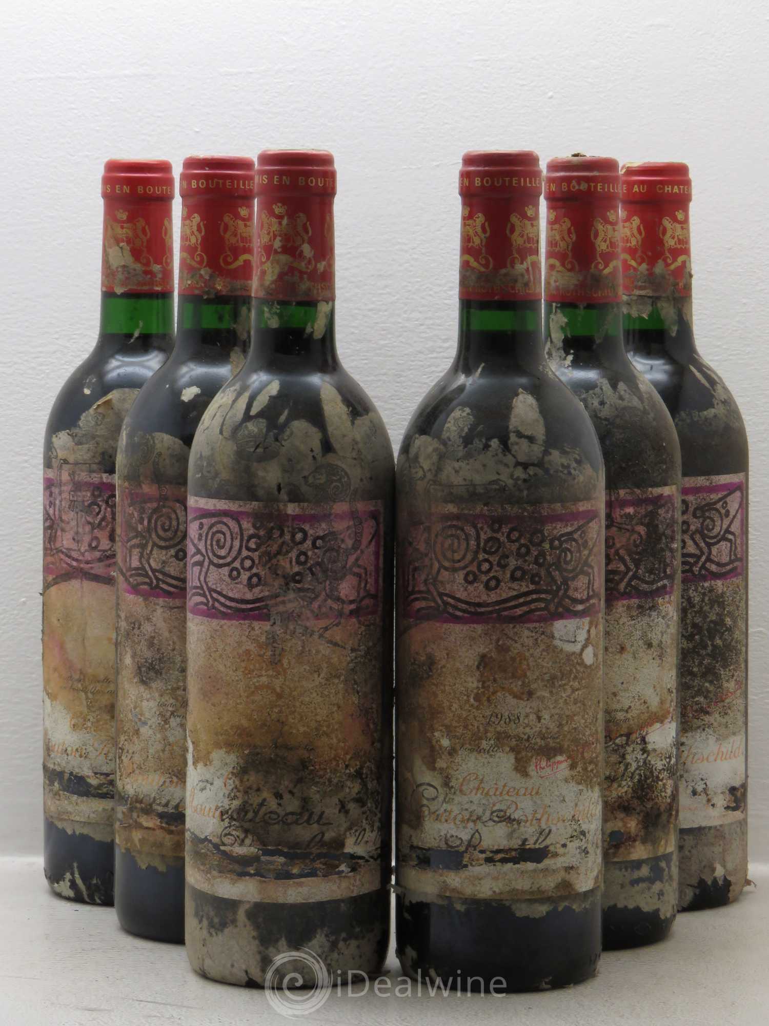 Château Mouton Rothschild 1er Grand Cru Classé 1988 - Lot de 6 bouteilles - 0