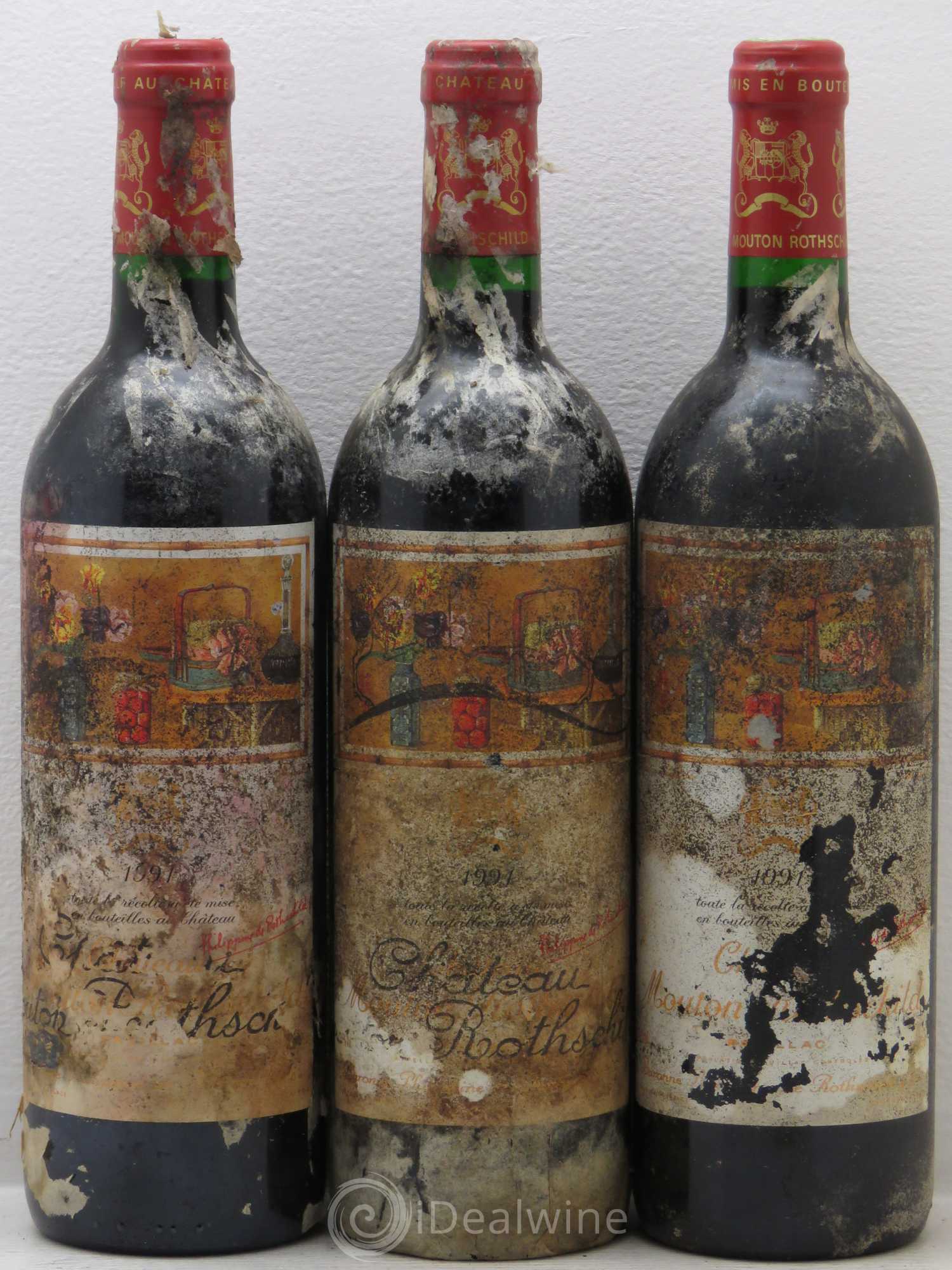 Château Mouton Rothschild 1er Grand Cru Classé 1991 - Lot de 3 bouteilles - 0