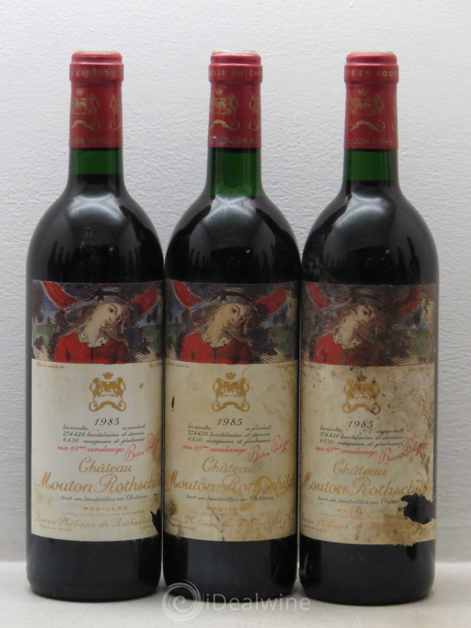 Château Mouton Rothschild 1er Grand Cru Classé 1985 - Lot de 12 bouteilles - 1
