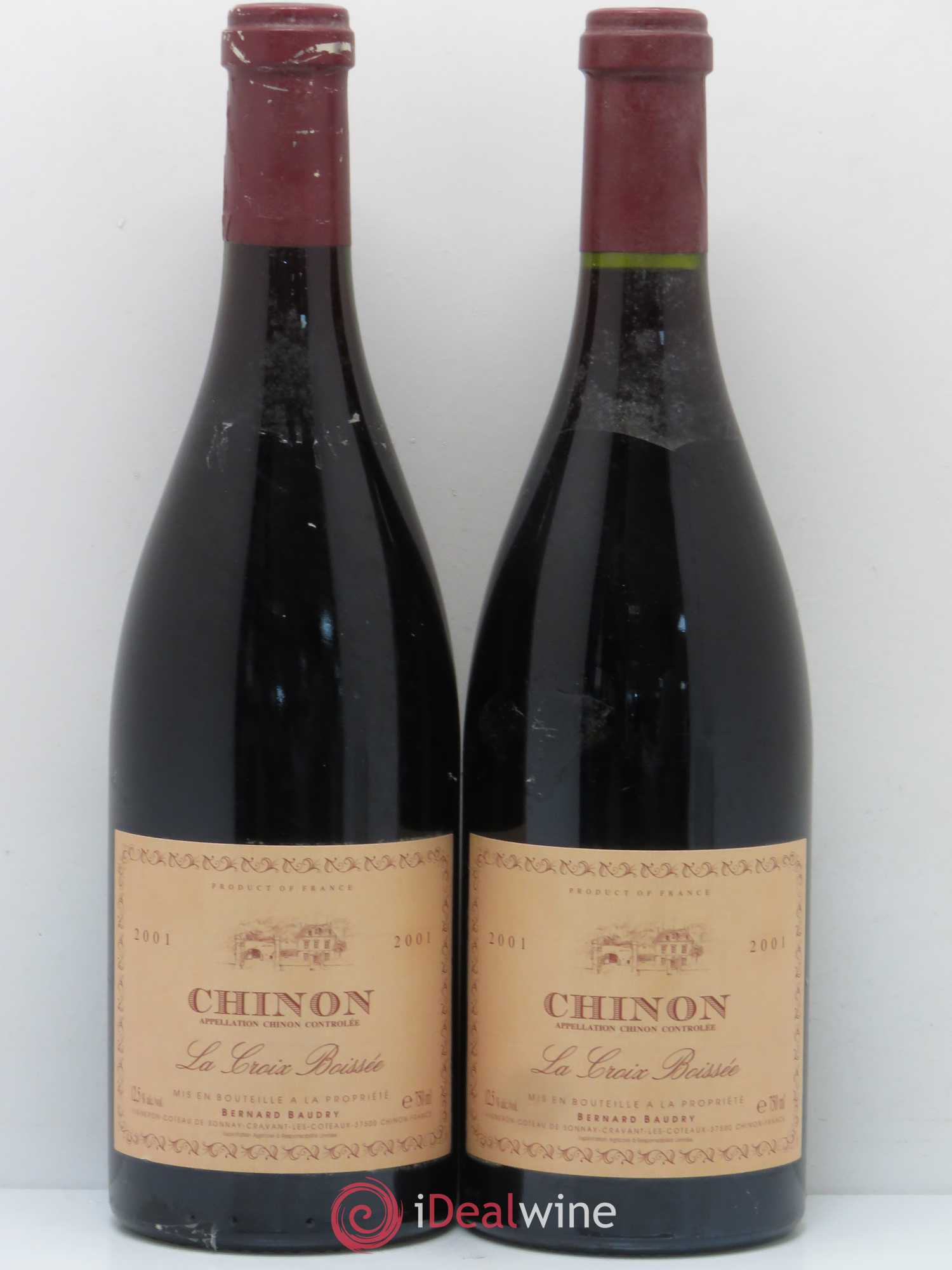 Chinon La Croix Boissée Bernard Baudry 2001 - Lot de 2 bouteilles - 0