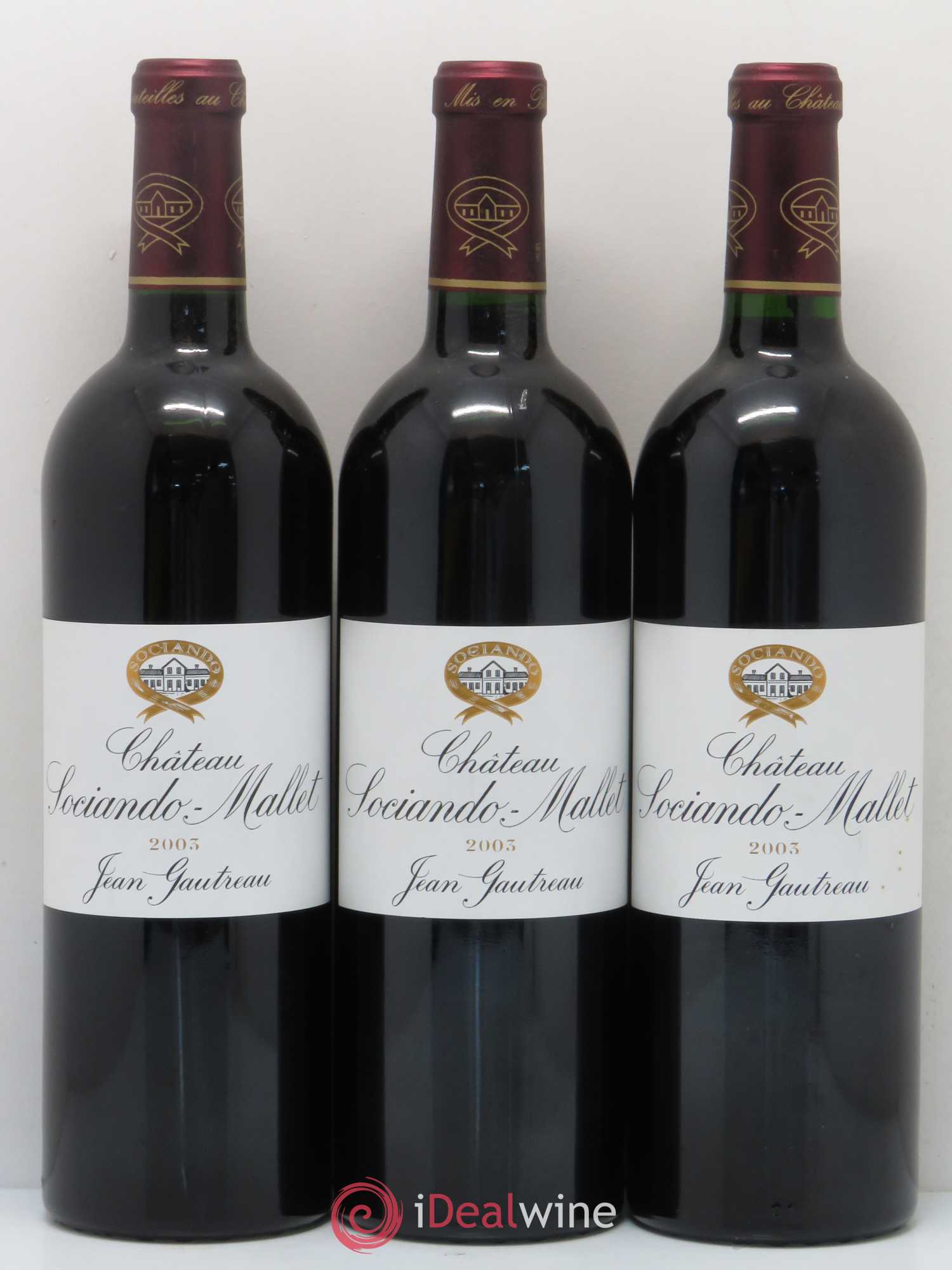 Château Sociando Mallet 2003 - Lot de 3 bouteilles - 0