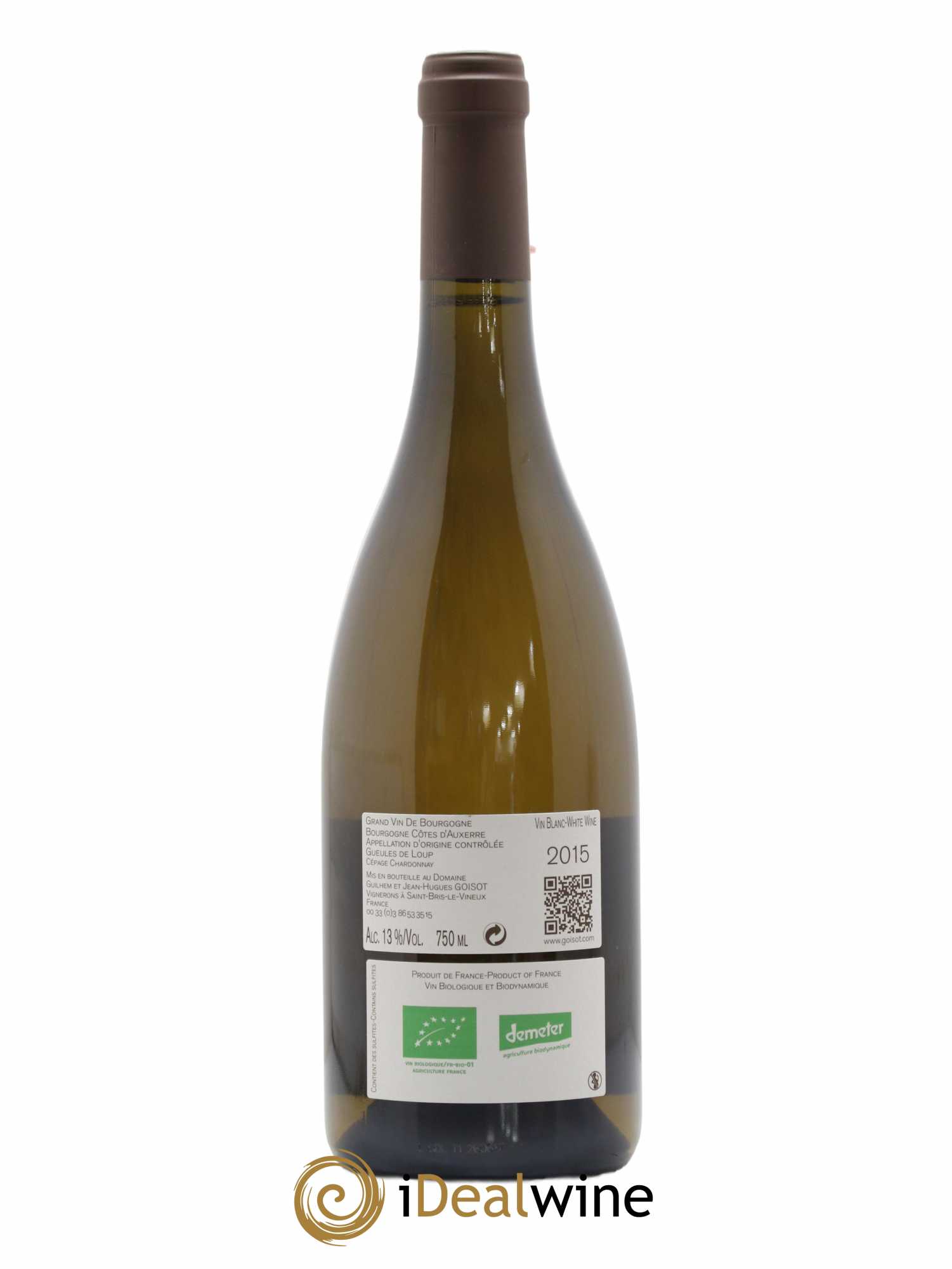 Bourgogne Côtes d'Auxerre Gueules de Loup Goisot 2015 - Lot de 1 bouteille - 1
