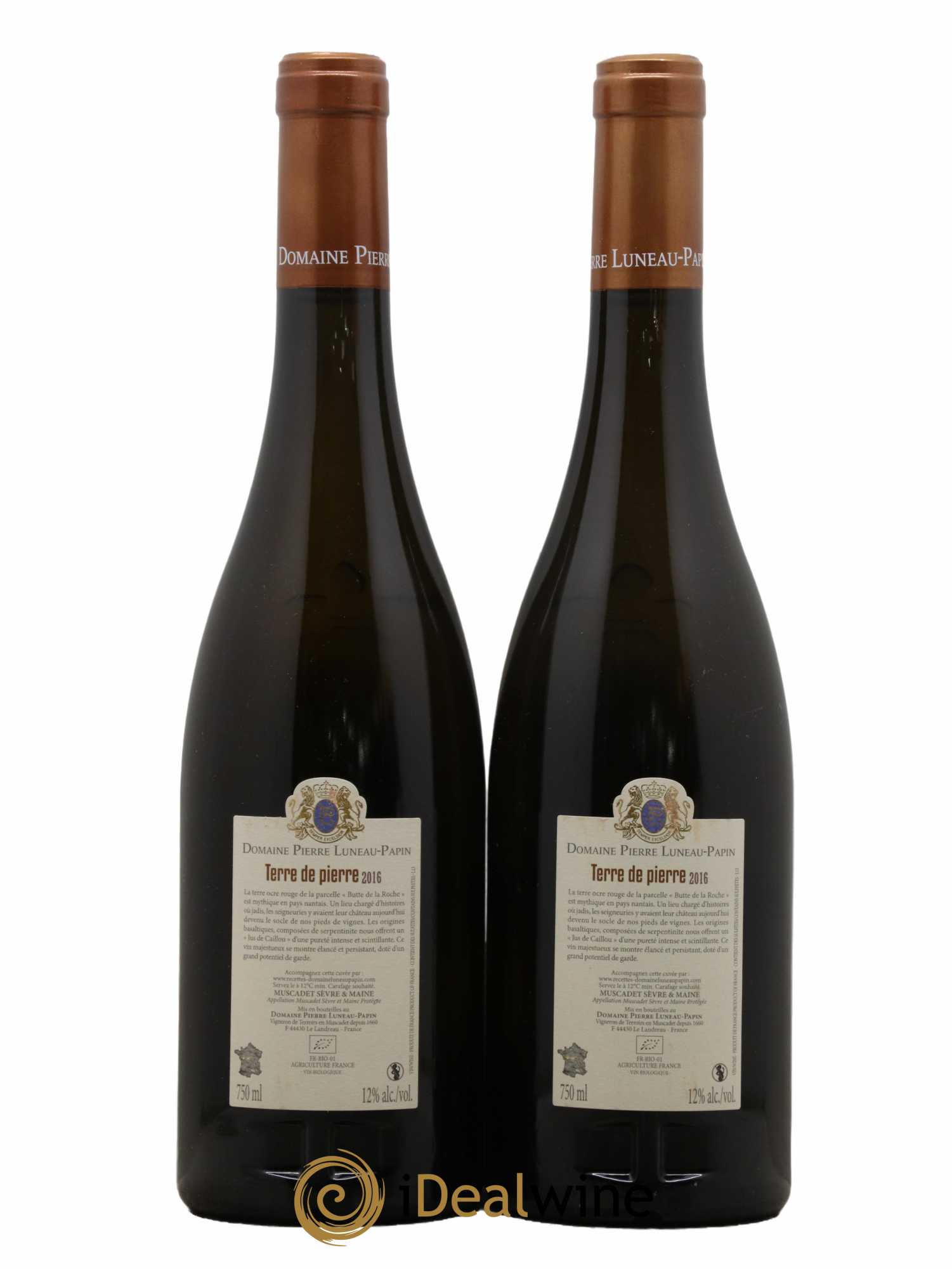 Muscadet-Sèvre-et-Maine sur lie Terre de Pierre Luneau-Papin 2016 - Lot de 2 bouteilles - 1