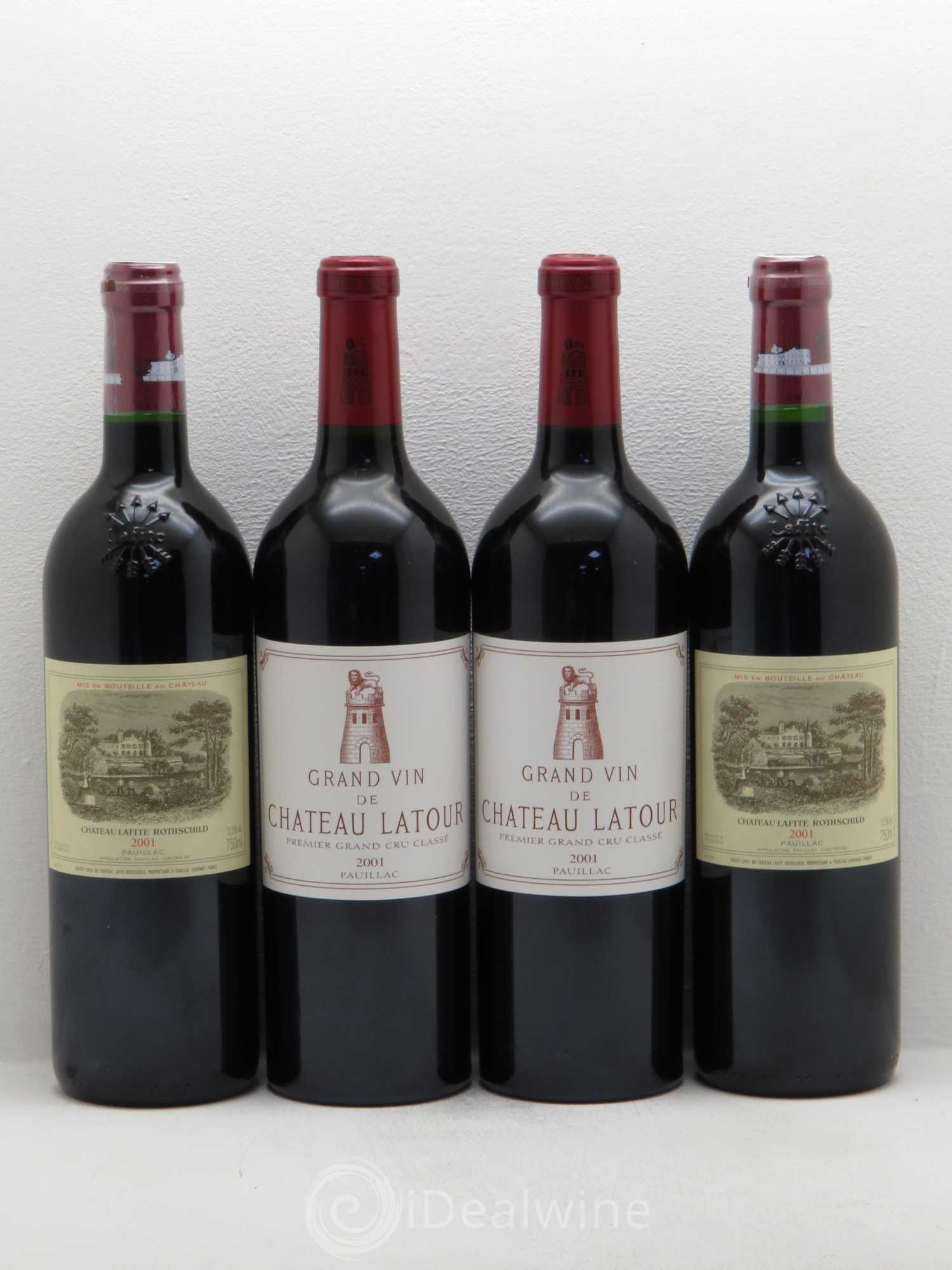 Caisse Prestige 2 Château Lafite / 2 Château Latour / 2 Mouton Rothschild / 2 Château Margaux / 2 Château Haut Brion / 2 Petrus 2001 - Posten von 1 Flasche - 3