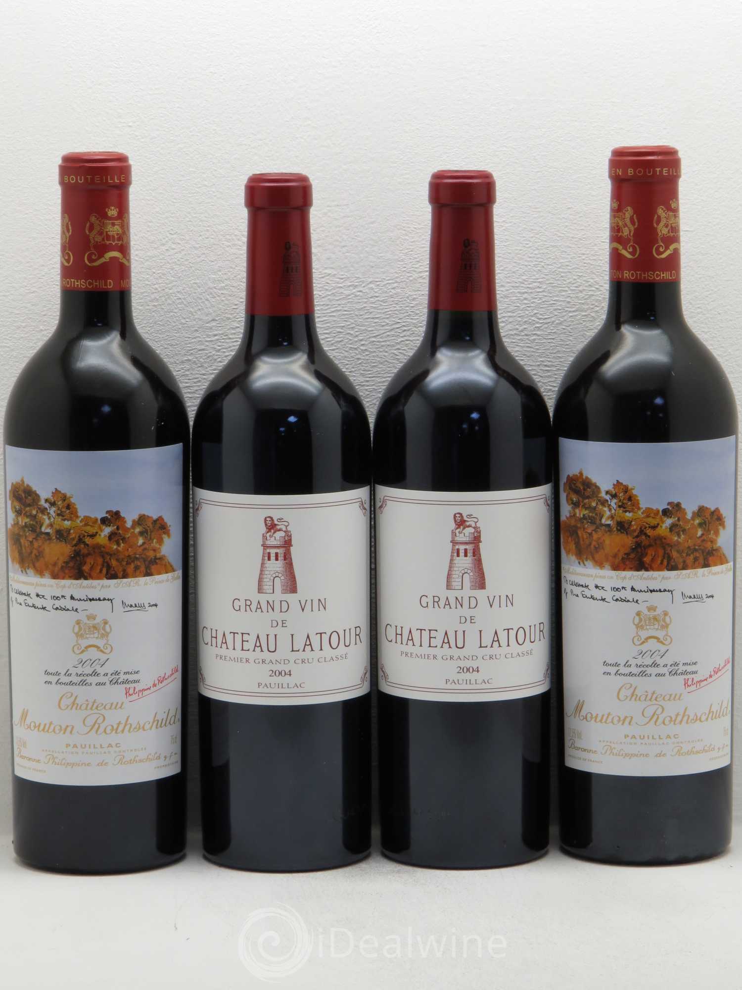 Caisse Prestige 2 Château Lafite / 2 Château Latour / 2 Mouton Rothschild / 2 Château Margaux / 2 Cheval Blanc / 2 Petrus 2004 - Posten von 1 Flasche - 1