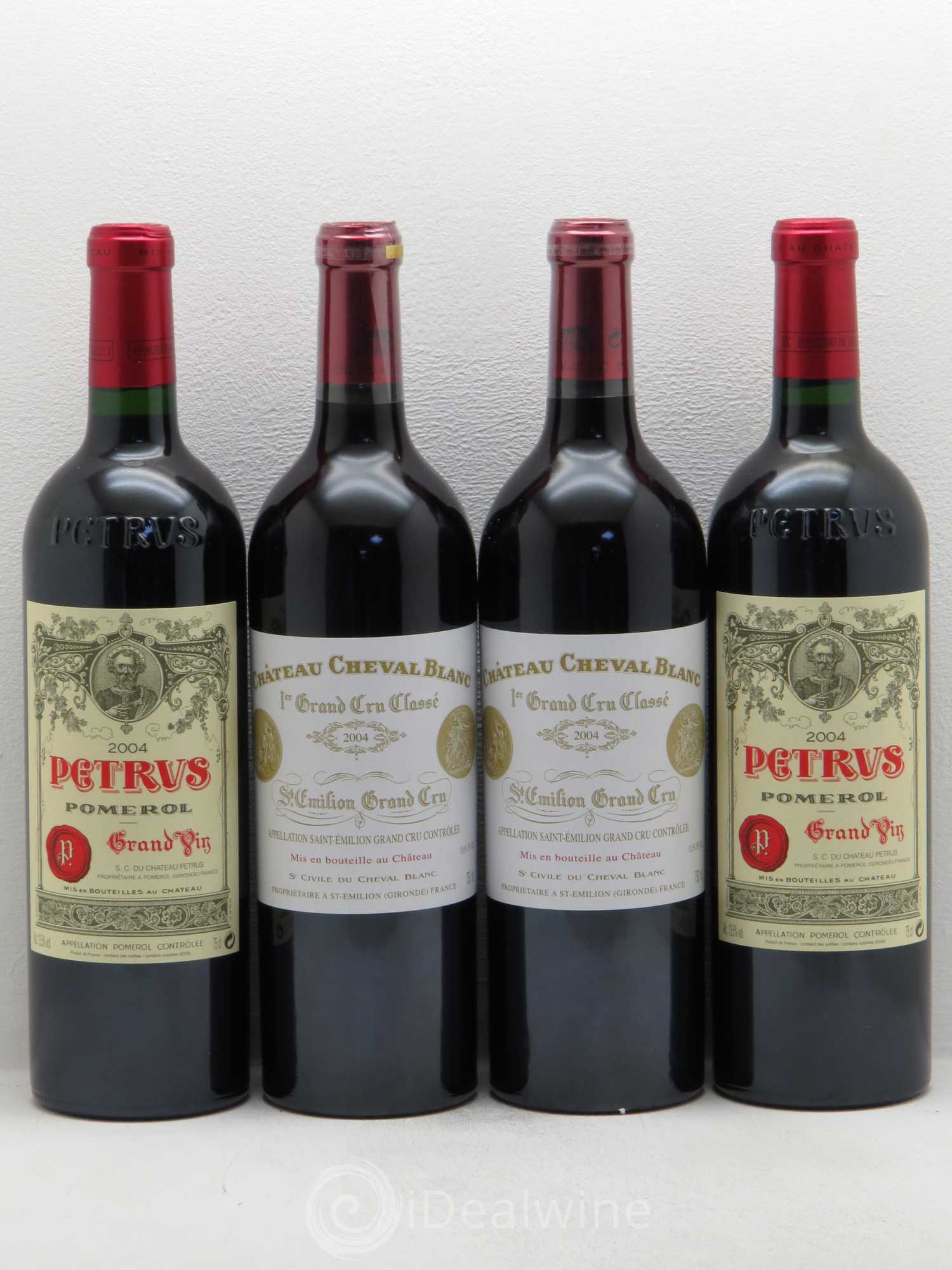 Caisse Prestige 2 Château Lafite / 2 Château Latour / 2 Mouton Rothschild / 2 Château Margaux / 2 Cheval Blanc / 2 Petrus 2004 - Posten von 1 Flasche - 2