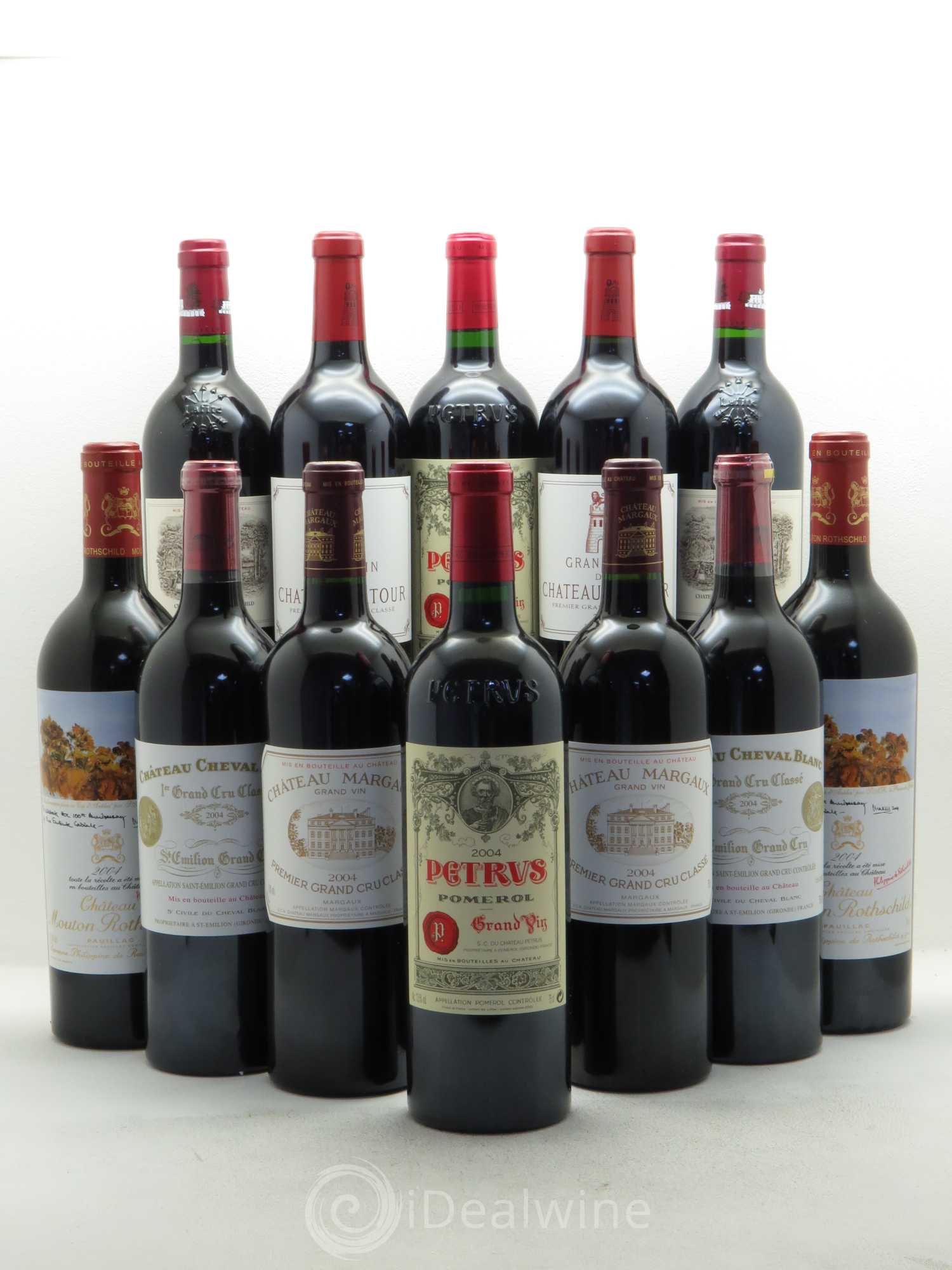Caisse Prestige 2 Château Lafite / 2 Château Latour / 2 Mouton Rothschild / 2 Château Margaux / 2 Cheval Blanc / 2 Petrus 2004 - Posten von 1 Flasche - 0