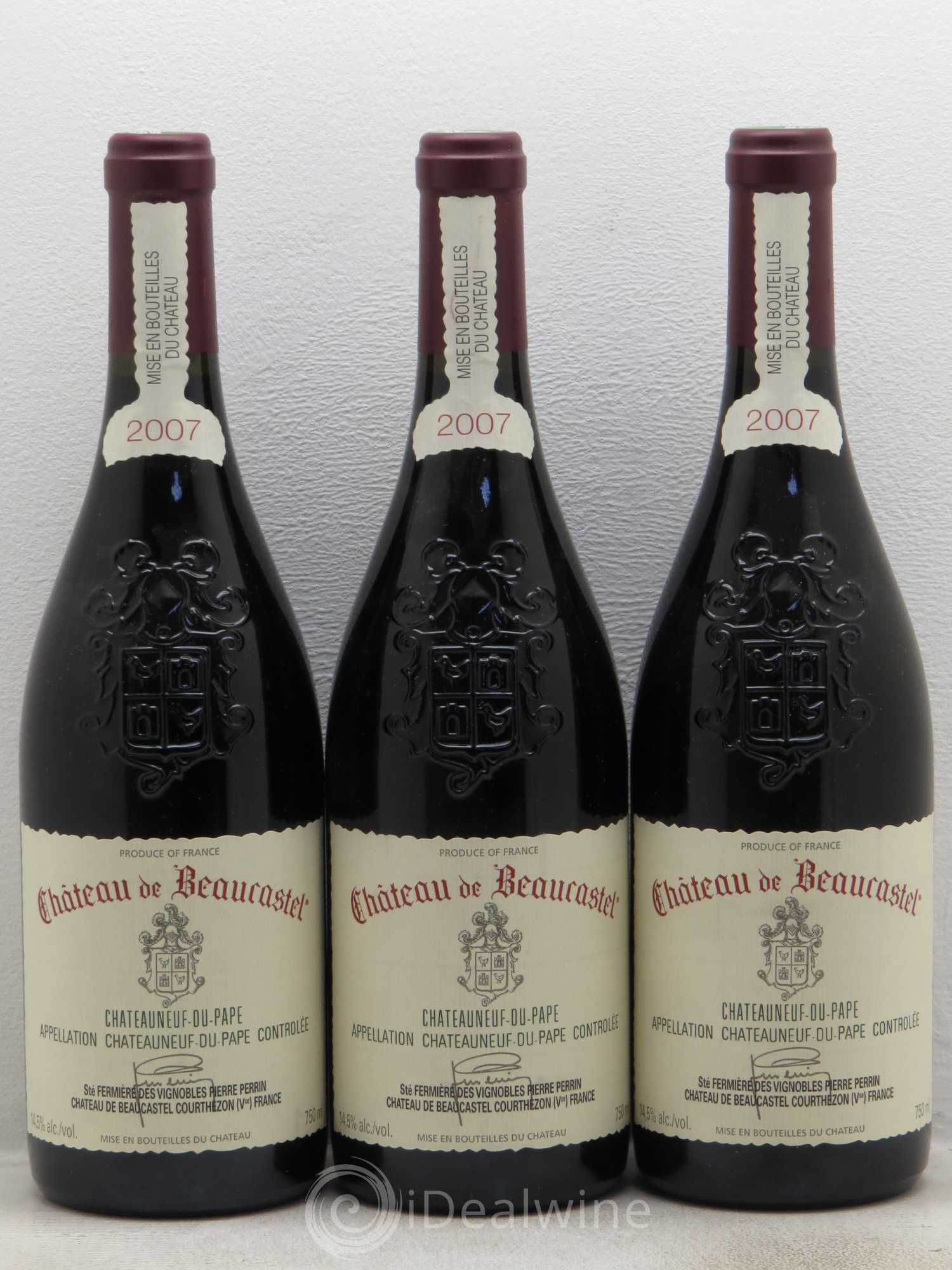 Châteauneuf-du-Pape Château de Beaucastel Famille Perrin 2007 - Lot de 3 bouteilles - 0