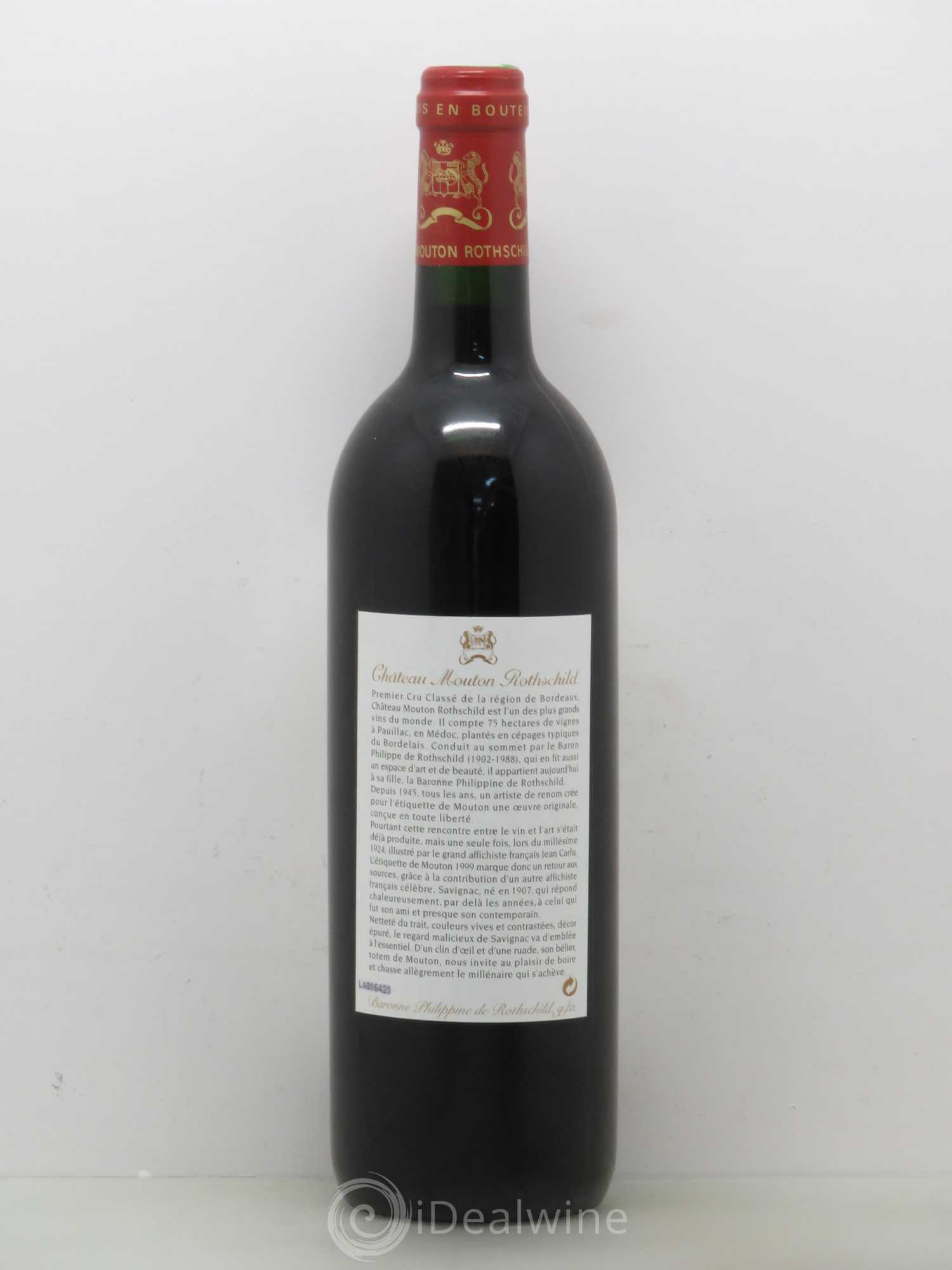 Château Mouton Rothschild 1er Grand Cru Classé 1999 - Lot de 1 bouteille - 1