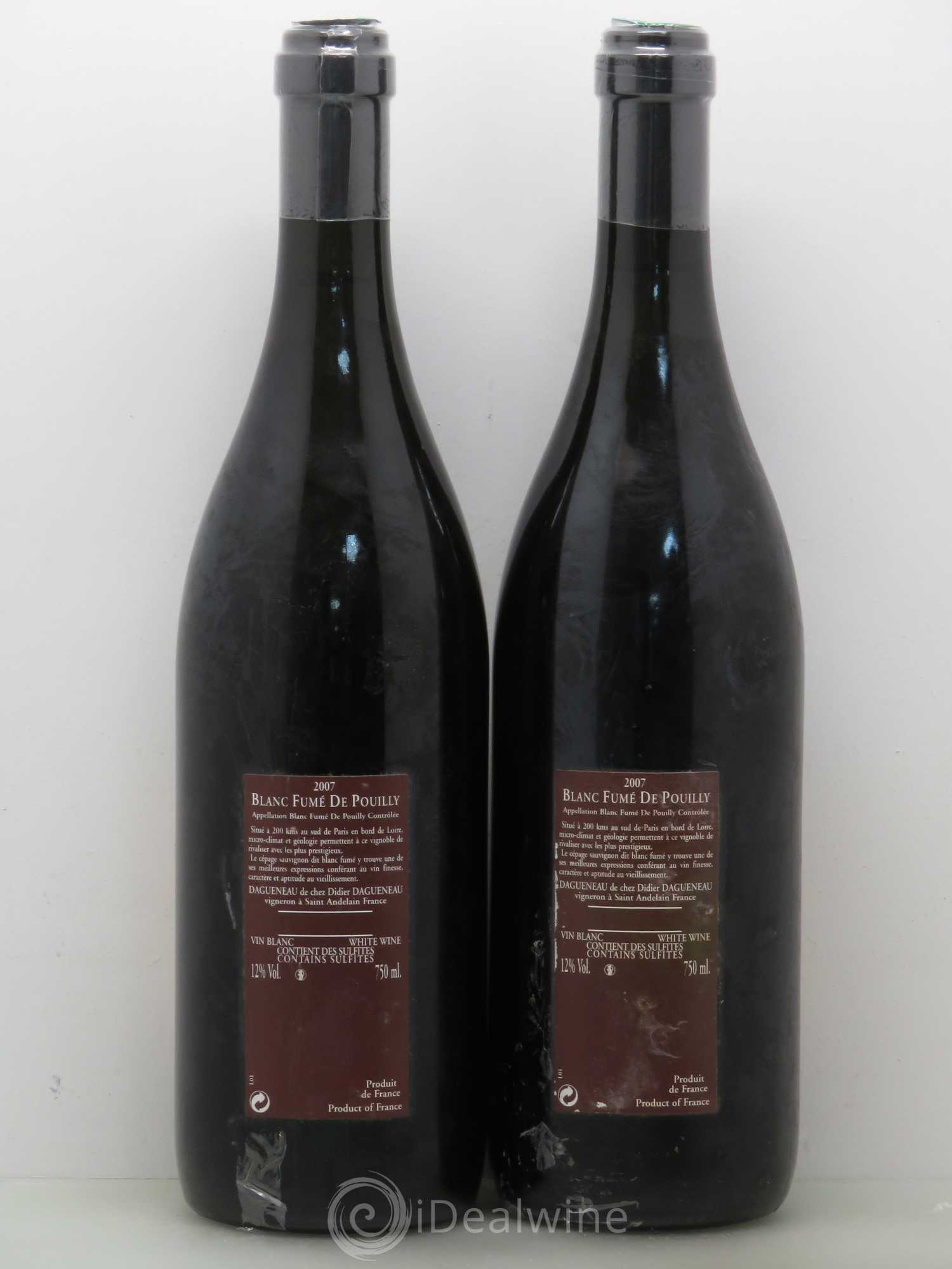 Vin de France (anciennement Pouilly-Fumé) Pur Sang Dagueneau (Domaine Didier - Louis-Benjamin) 2007 - Lot de 2 bouteilles - 1