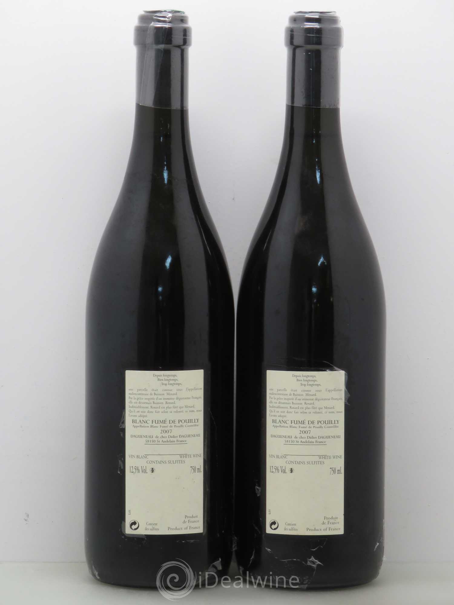 Vin de France (anciennement Pouilly-Fumé) Buisson Renard Dagueneau (Domaine Didier - Louis-Benjamin) 2007 - Lot de 2 bouteilles - 1