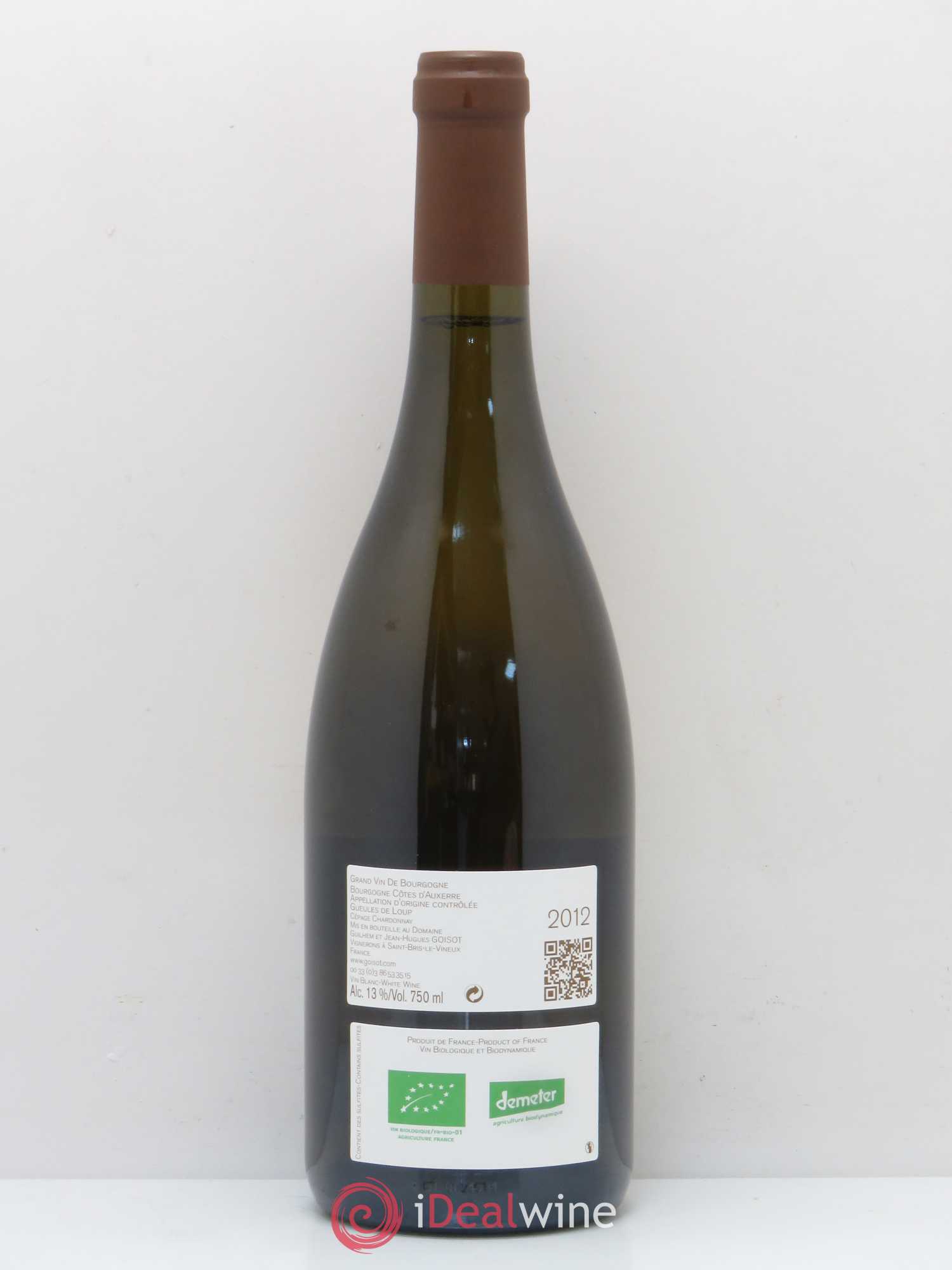 Bourgogne Côtes d'Auxerre Gueules de Loup Goisot 2012 - Lot de 1 bouteille - 1