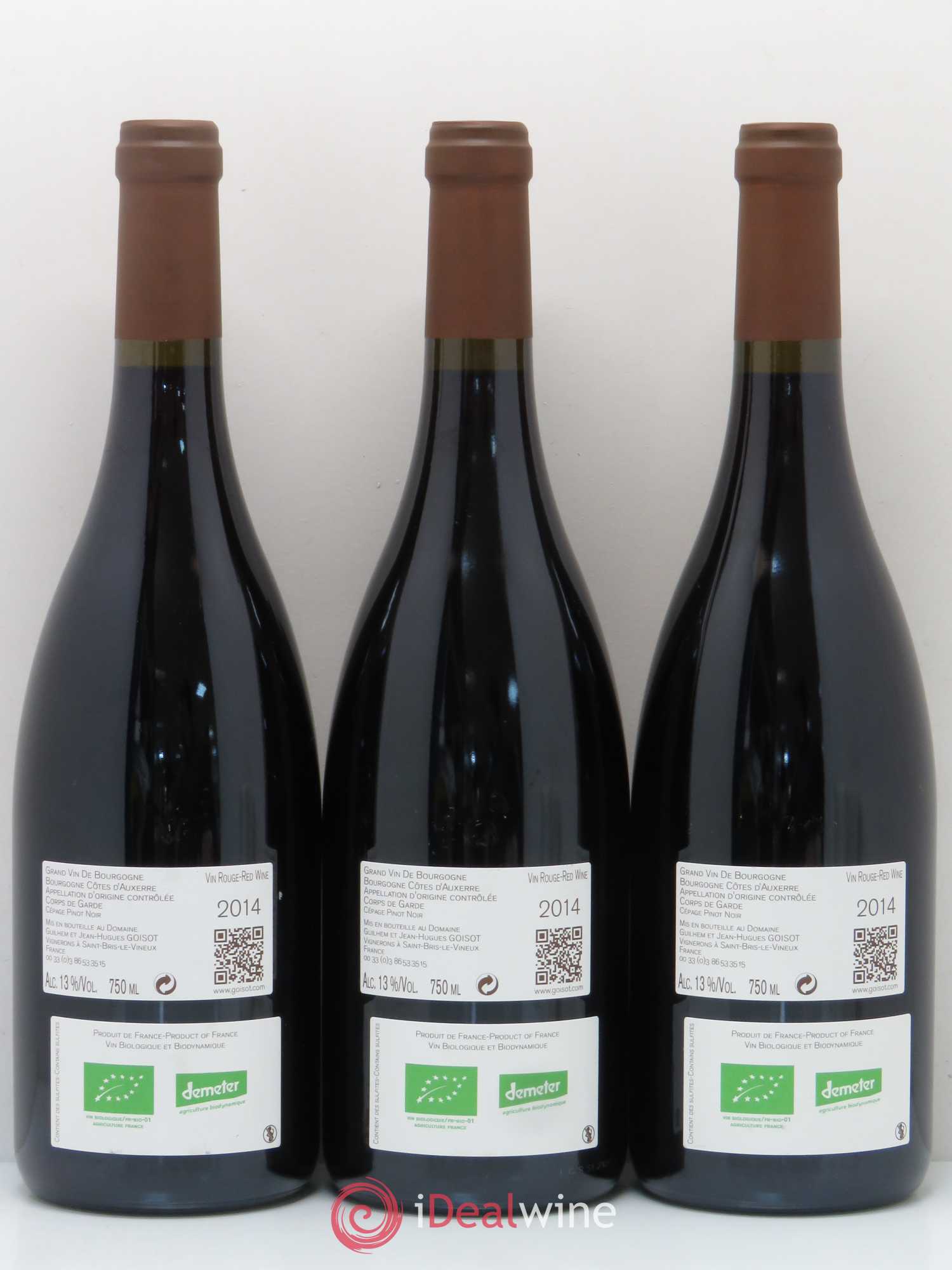 Bourgogne Cotes d'Auxerre Corps de Garde Goisot 2014 - Posten von 3 Flaschen - 1