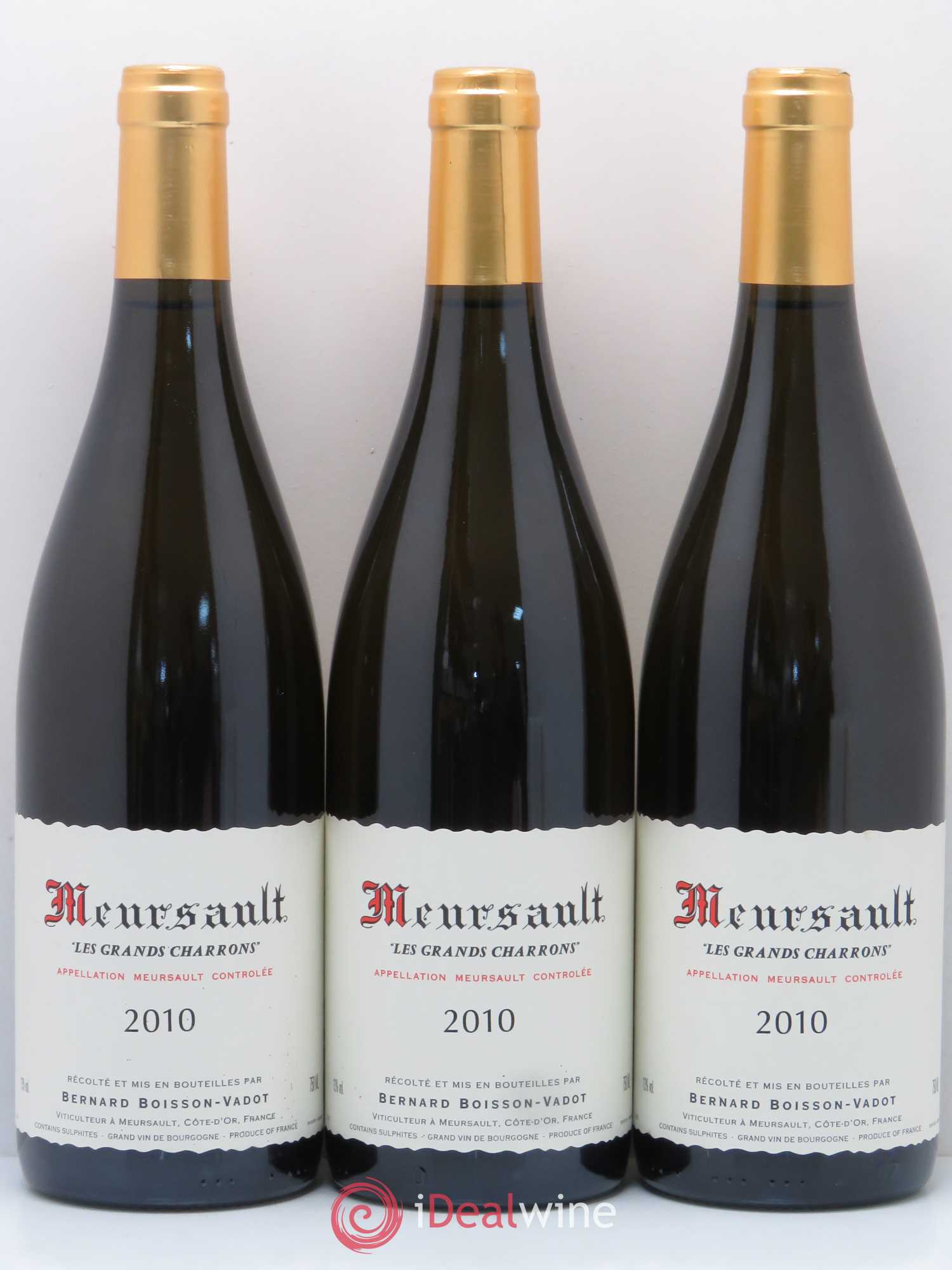 Meursault Les Grands Charrons Boisson-Vadot (Domaine) 2010 - Lot de 3 bouteilles - 0