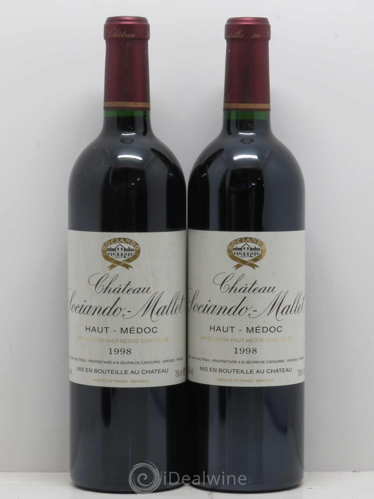 Château Sociando Mallet 1998 - Lot de 2 bouteilles - 0