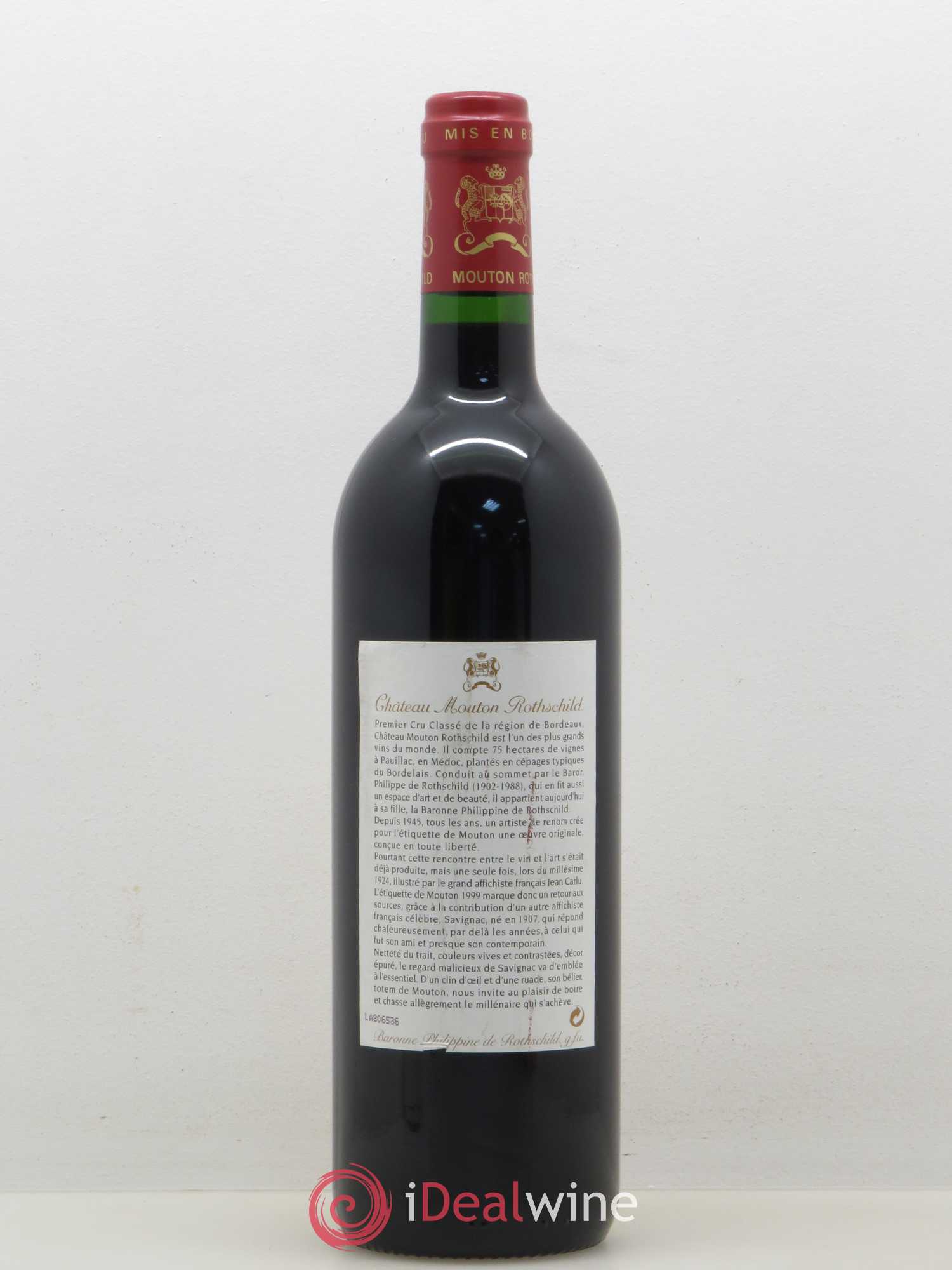 Château Mouton Rothschild 1er Grand Cru Classé 1999 - Lot de 1 bouteille - 1