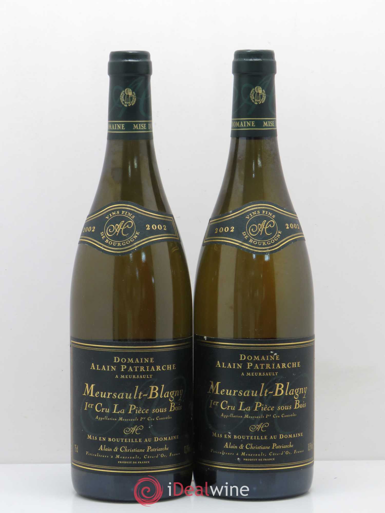 Meursault 1er Cru Blagny La Pièce Sous Bois Alain Patriarche 2002 - Posten von 2 Flaschen - 0