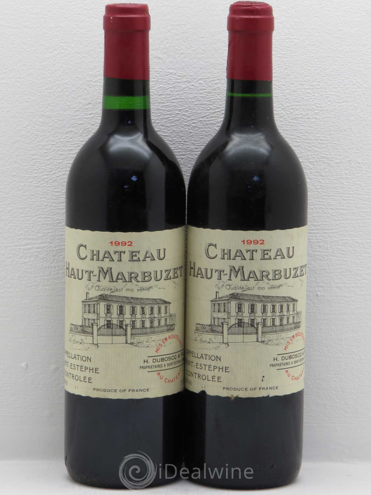 Château Haut Marbuzet 1992 - Lot de 2 bouteilles - 0