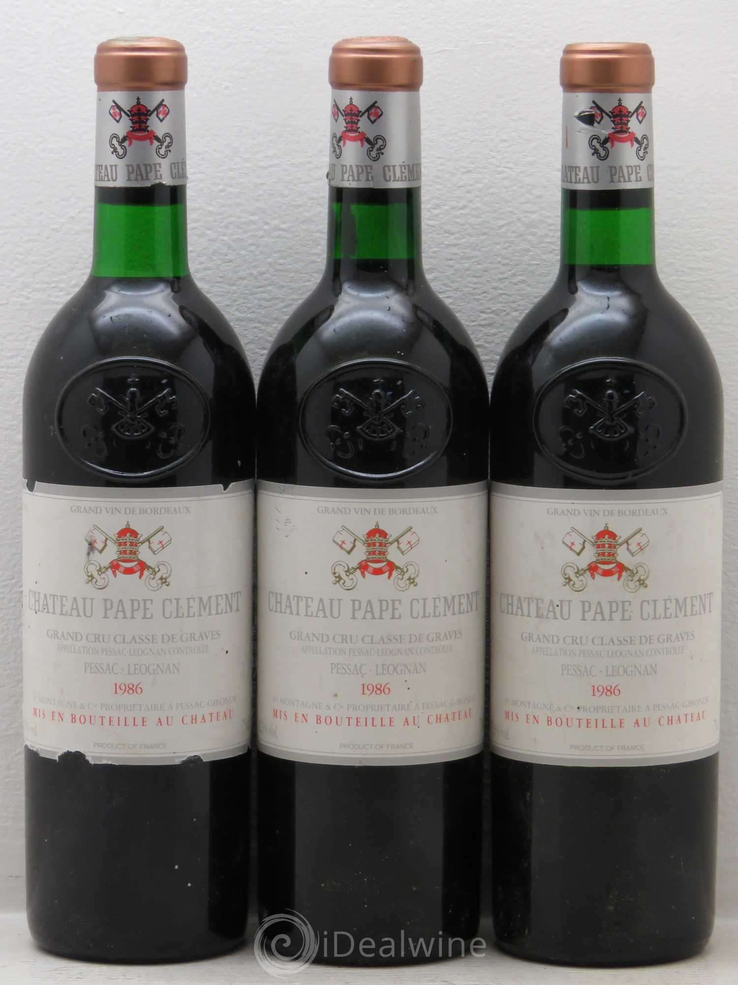 Château Pape Clément Cru Classé de Graves 1986 - Lot de 3 bouteilles - 0