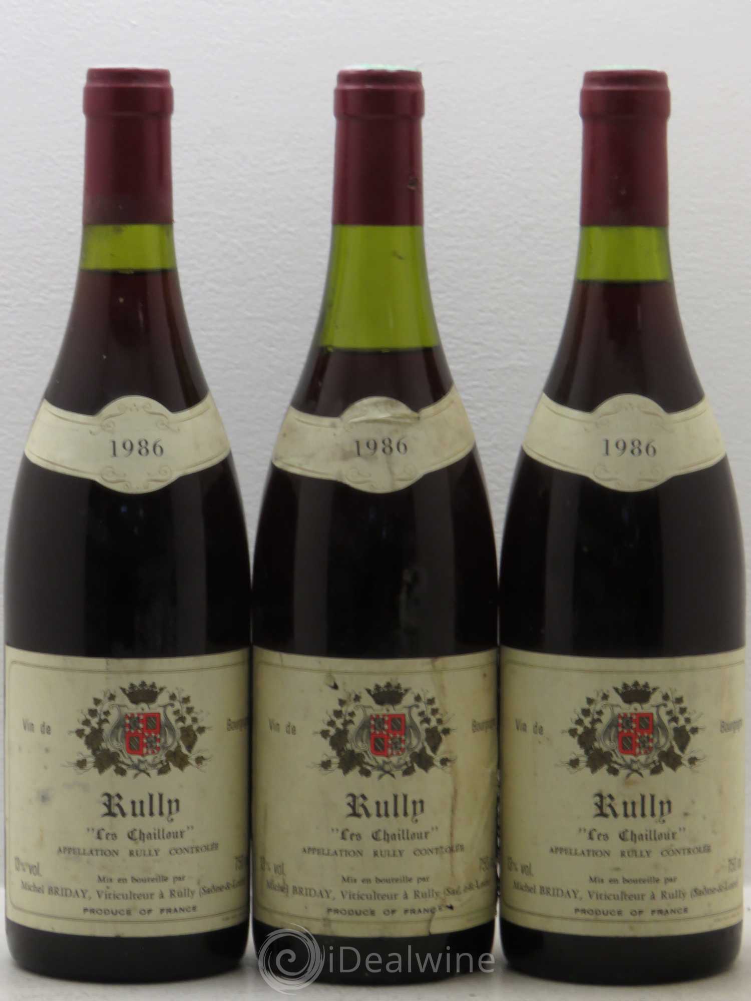 Rully Les Chailloux Michel Briday 1986 - Posten von 3 Flaschen - 0