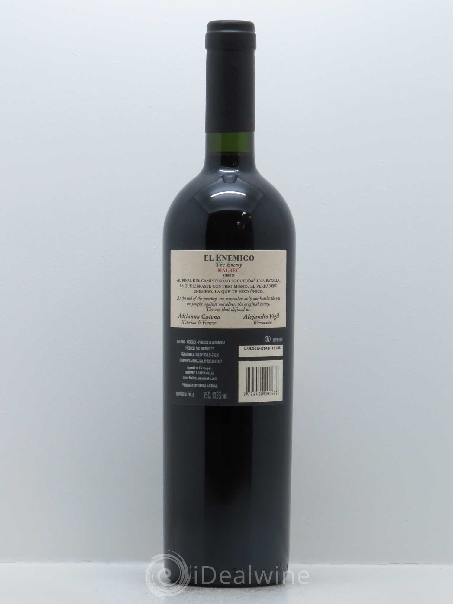 Mendoza Malbec El Enemigo 2012 - Lot de 1 bouteille - 1