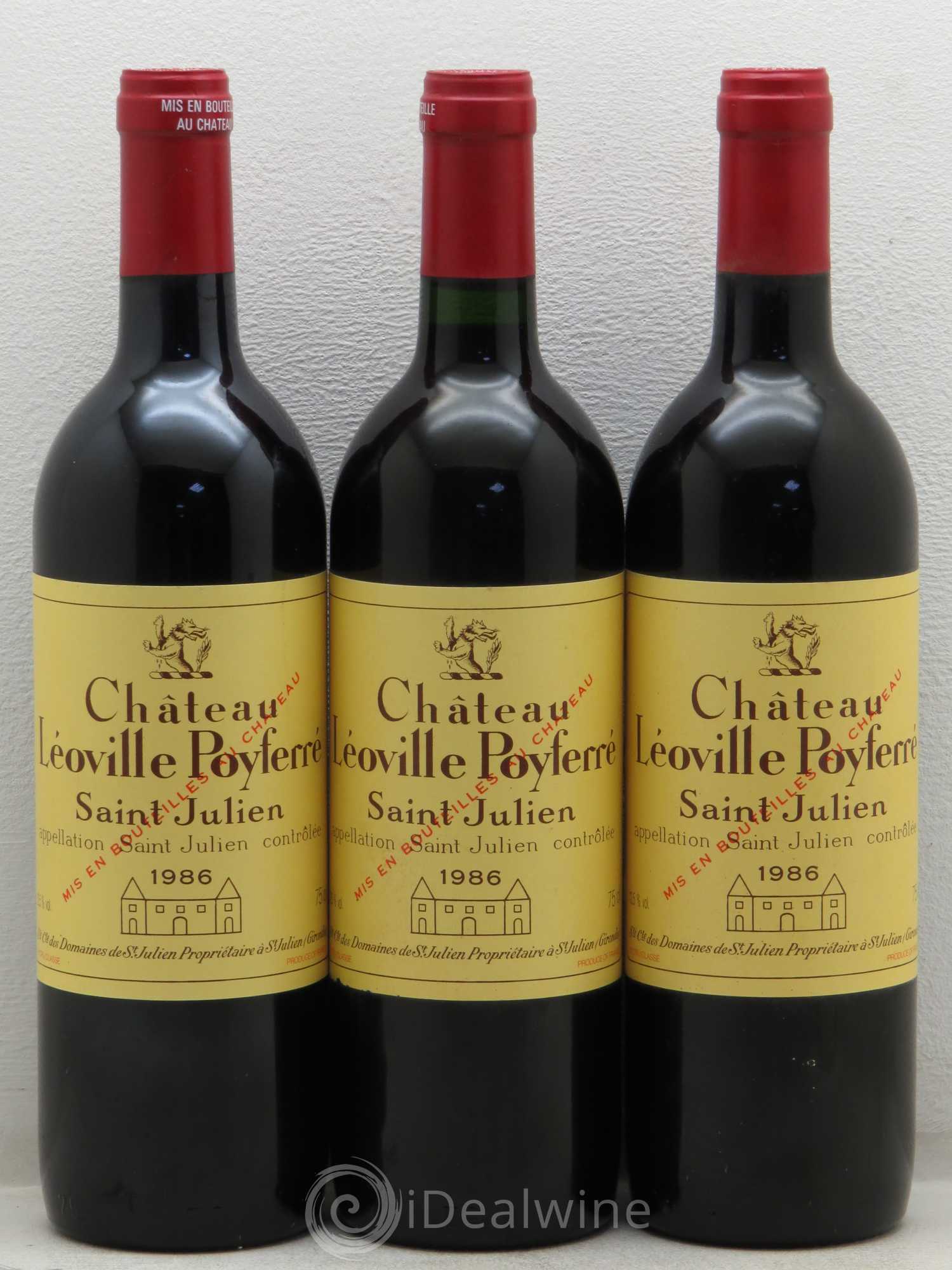 Château Léoville Poyferré 2ème Grand Cru Classé 1986 - Lot de 3 bouteilles - 0