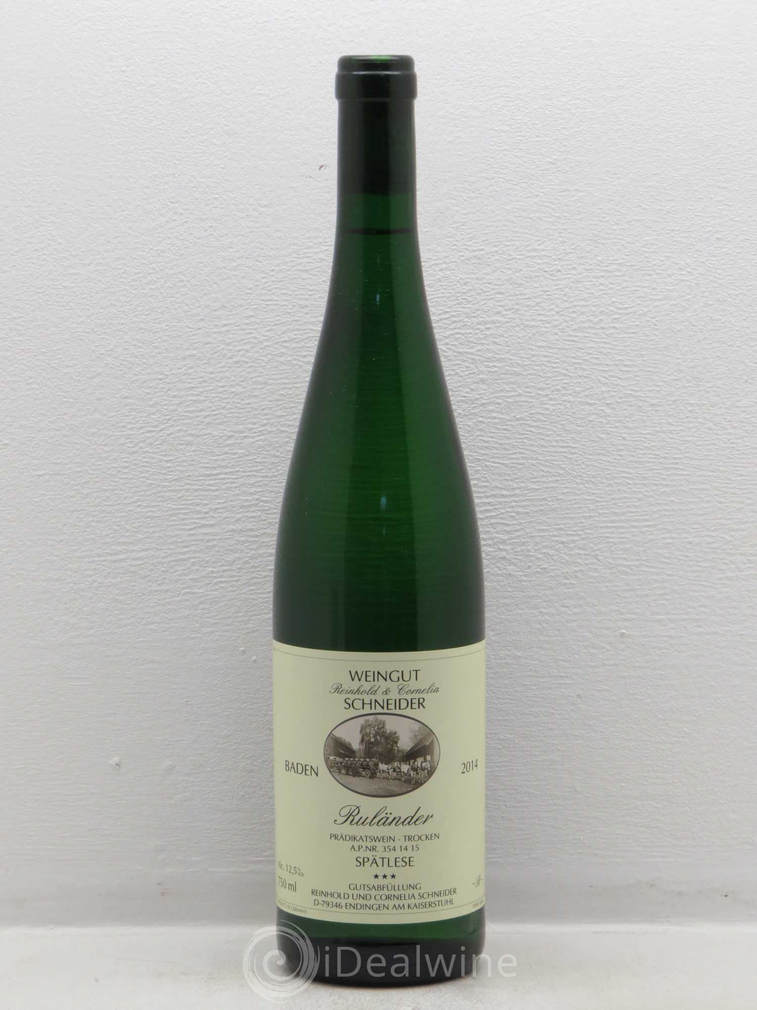 Allemagne Mosel-Saar Ruländer (Pinot Gris) Spätlese *** Tocken R & C Schneider Baden 2014 - Lot de 1 bouteille - 0