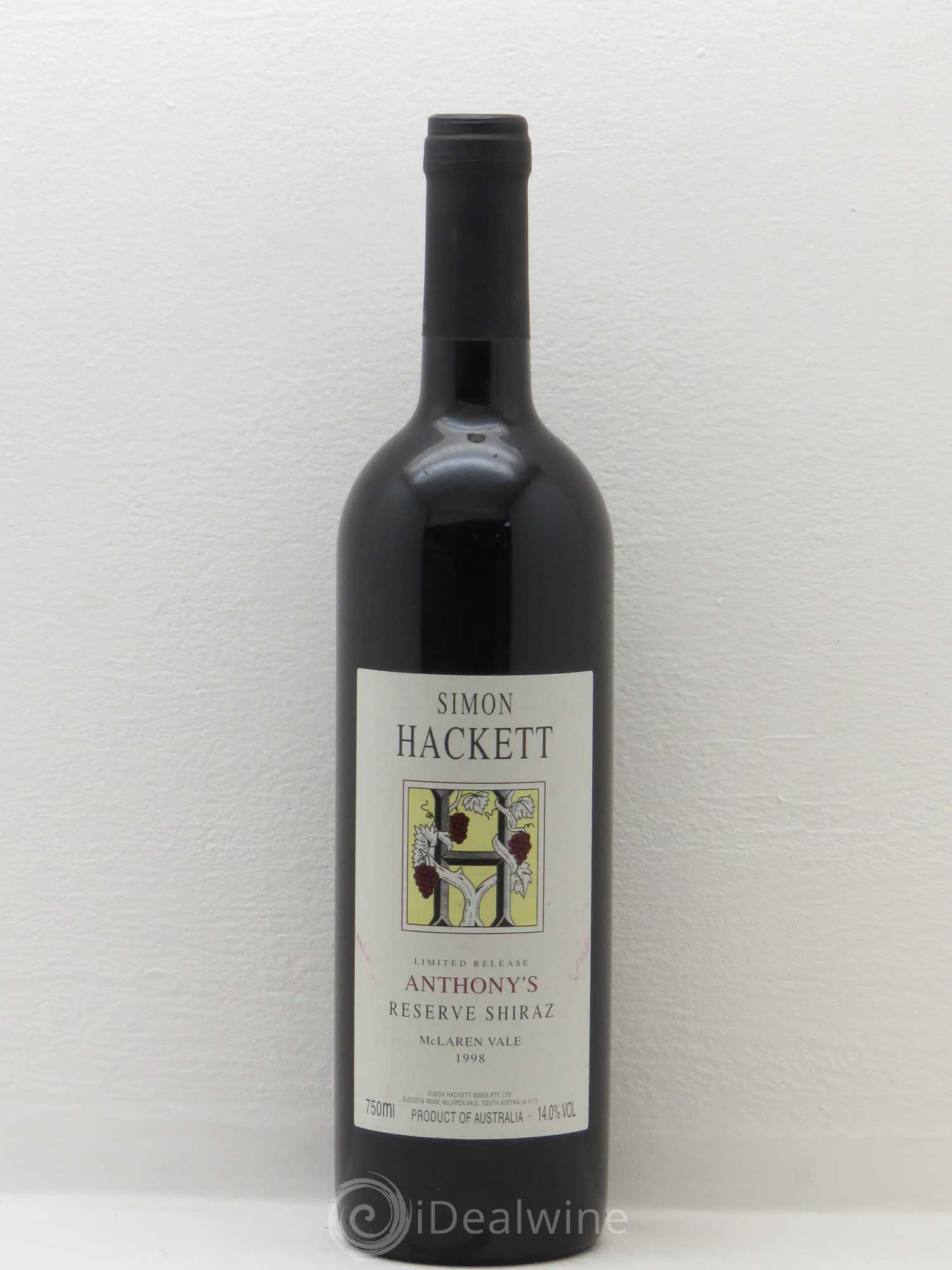 Australie Simon Hackett Anthonys Reserve 1998 - Posten von 1 Flasche - 0