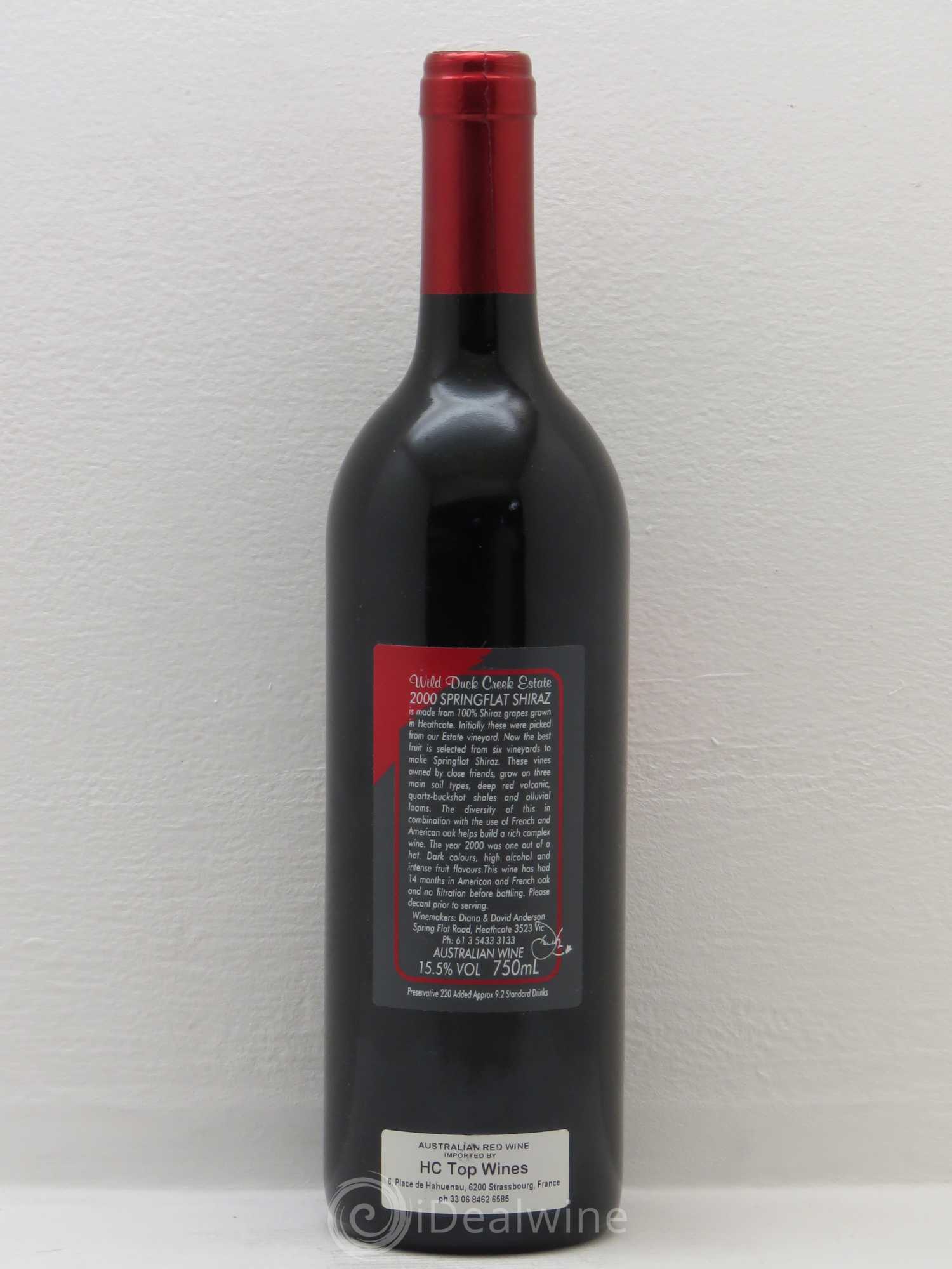Australie Wild Duck Creek Springflat Shiraz 2000 - Posten von 1 Flasche - 1