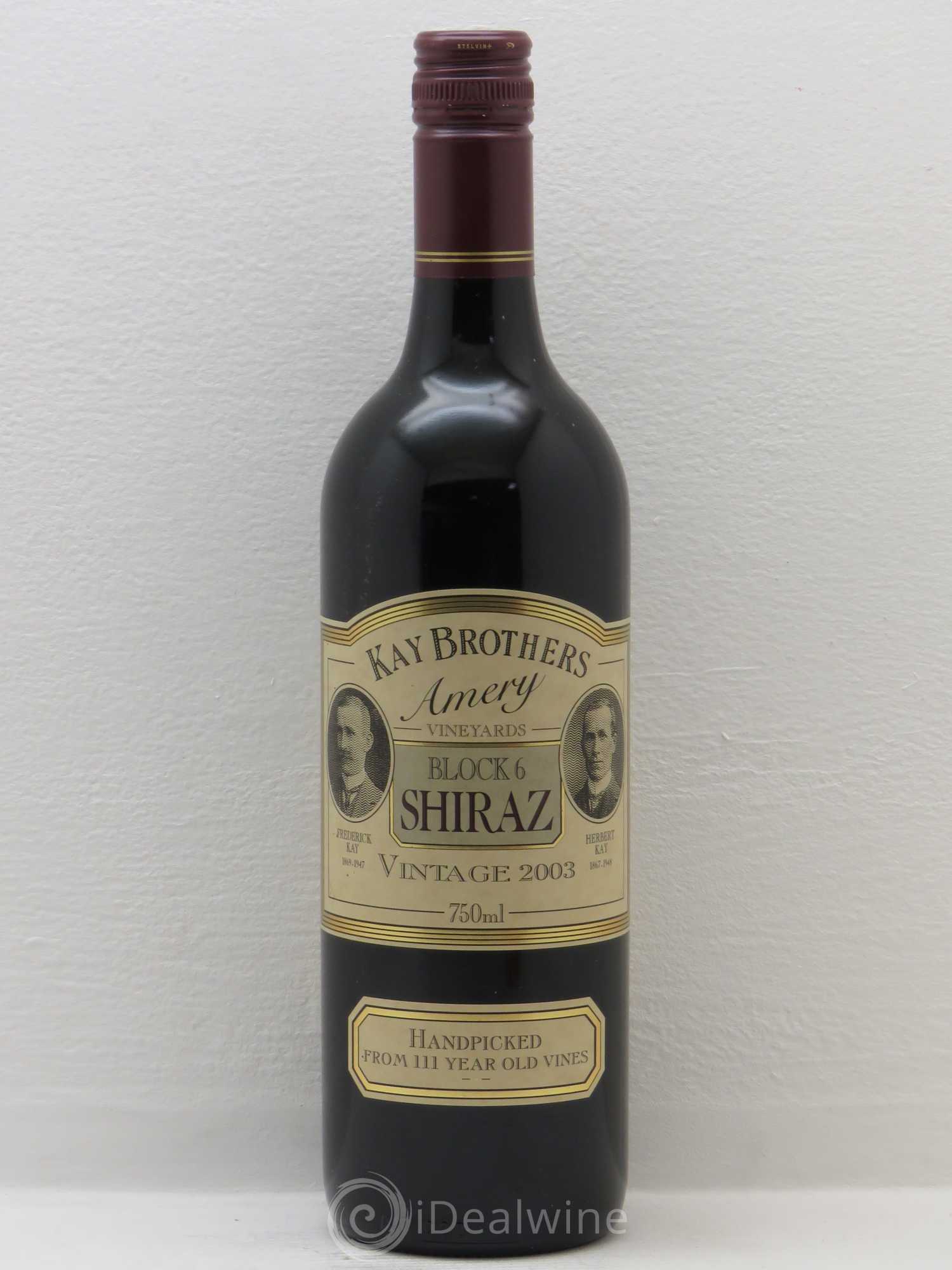 Australie Kay Brothers Block 6 Shiraz McLaren Vale Vielles Vignes de 111 ans 2003 - Posten von 1 Flasche - 0
