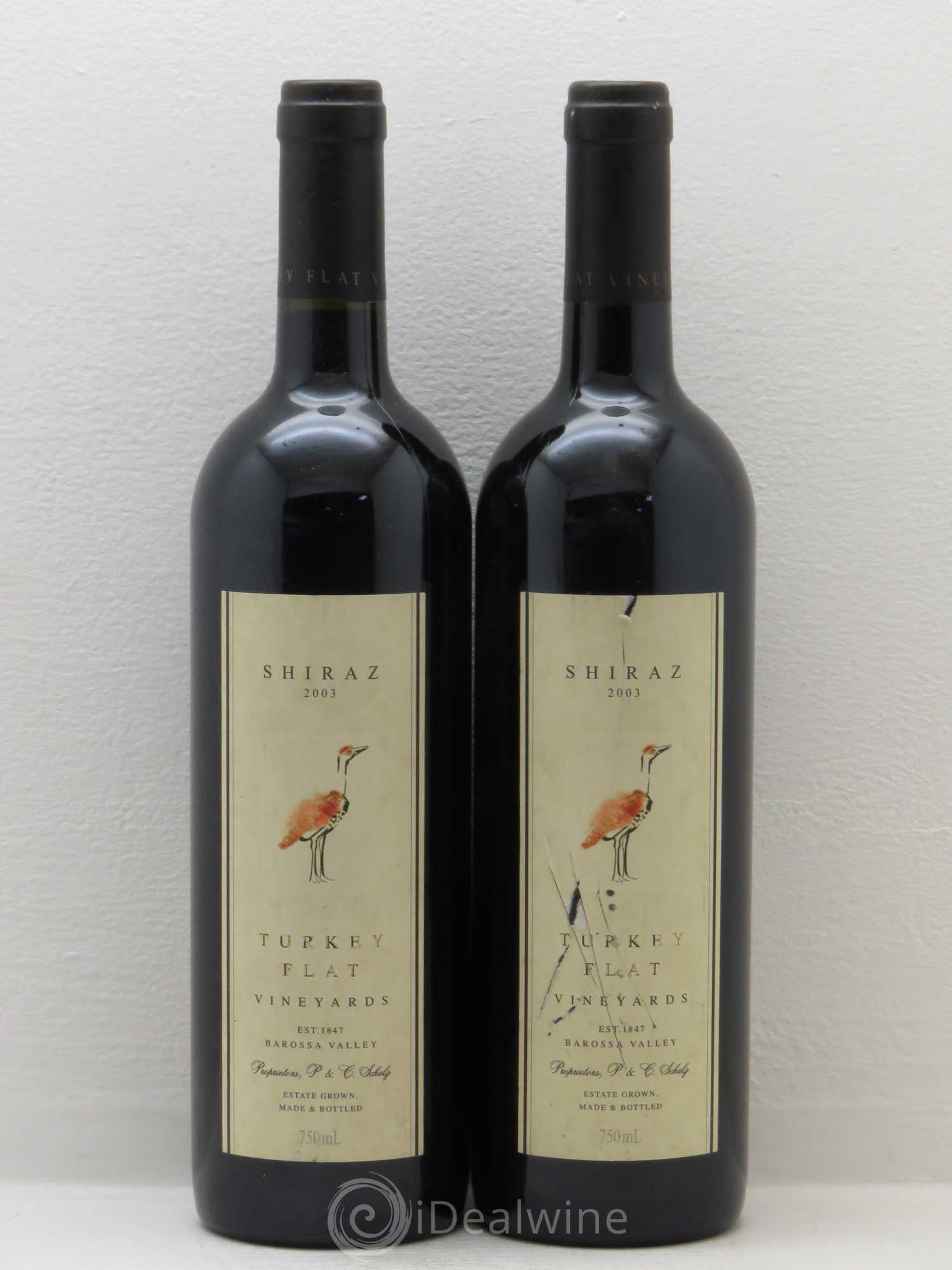 Australie Turkey Flat Shiraz Barossa Valley 2003 - Posten von 2 Flaschen - 0