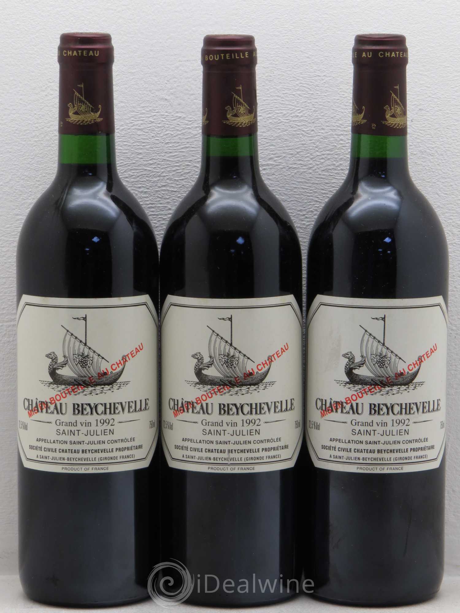 Château Beychevelle 4ème Grand Cru Classé 1992 - Lot de 3 bouteilles - 0