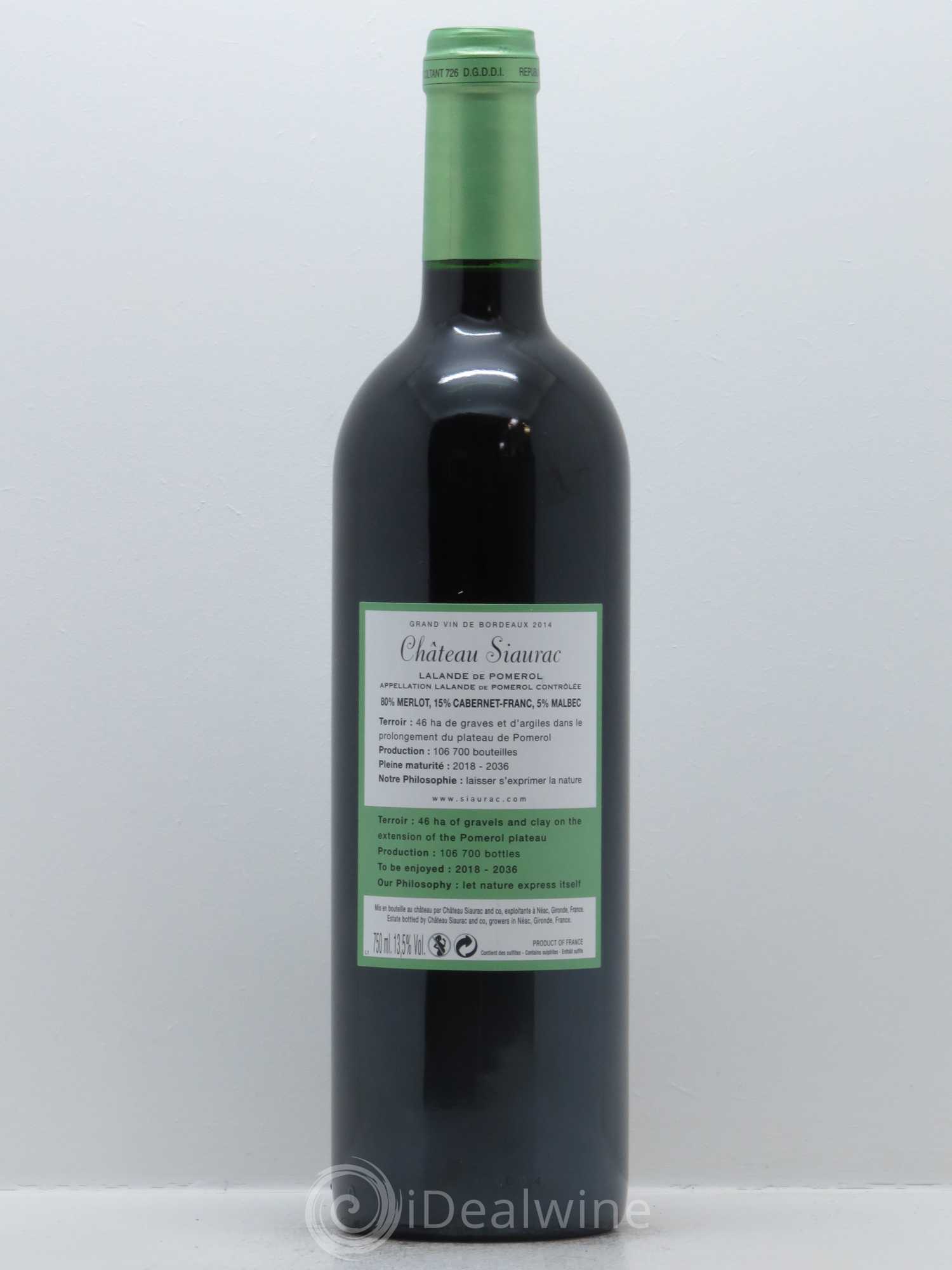 Château Siaurac 2014 - Lot de 1 bouteille - 1