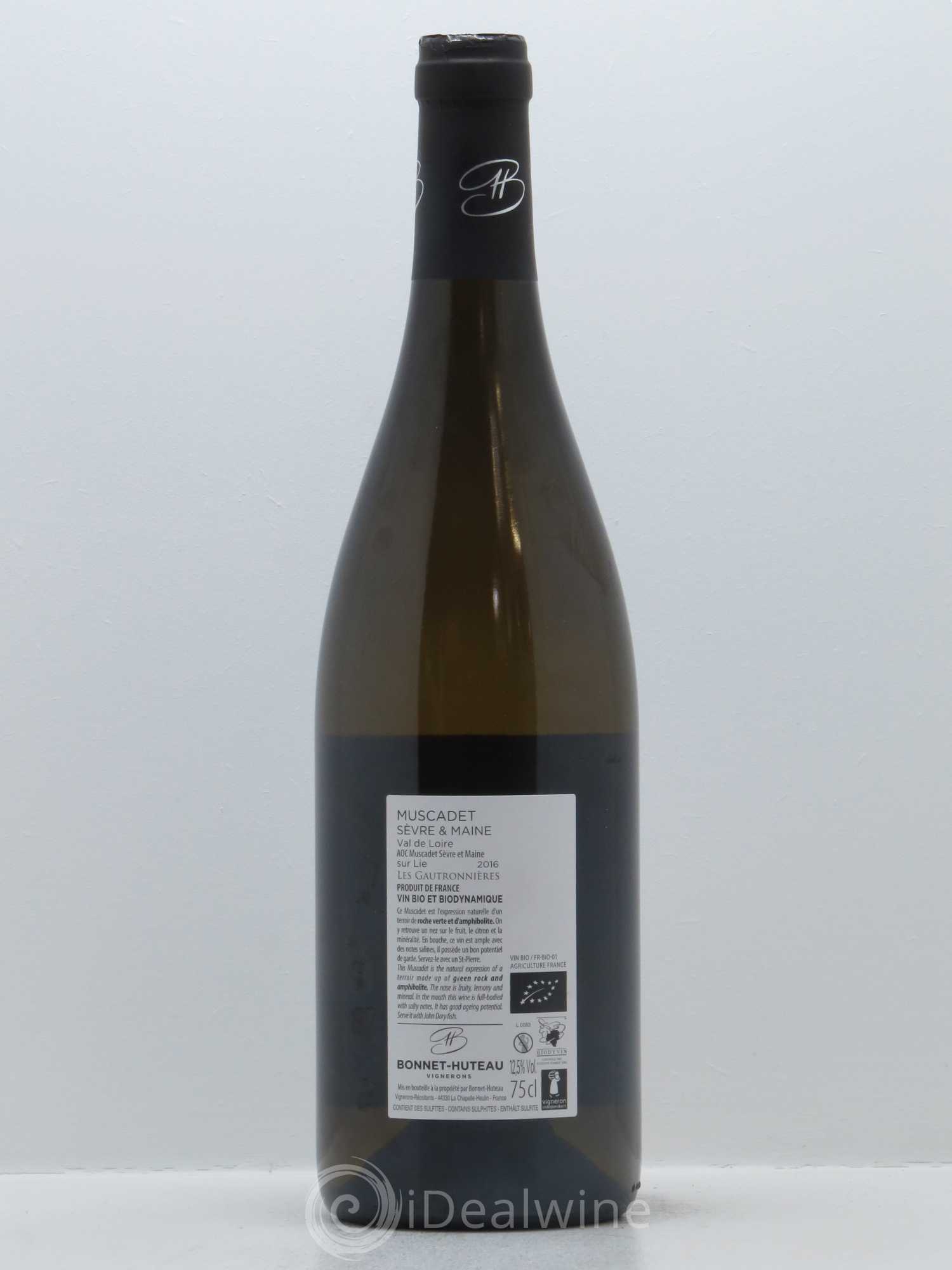 Muscadet-Sèvre-et-Maine sur lie Les Gautronnières Bonnet-Huteau 2016 - Lot de 1 bouteille - 1