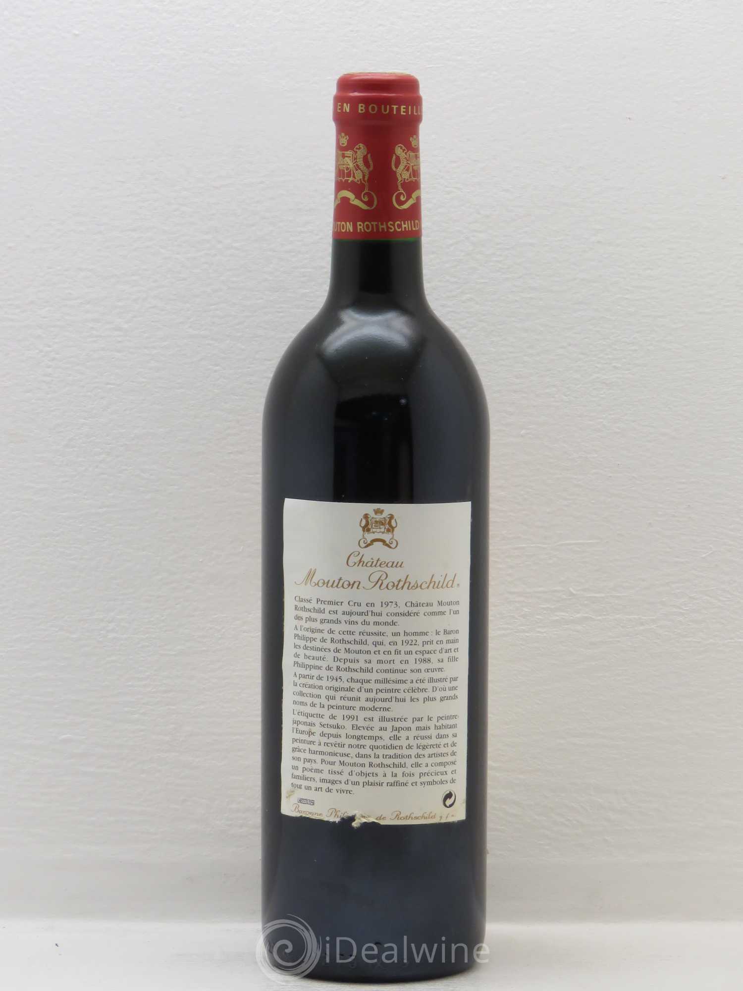 Château Mouton Rothschild 1er Grand Cru Classé 1991 - Lot de 1 bouteille - 1