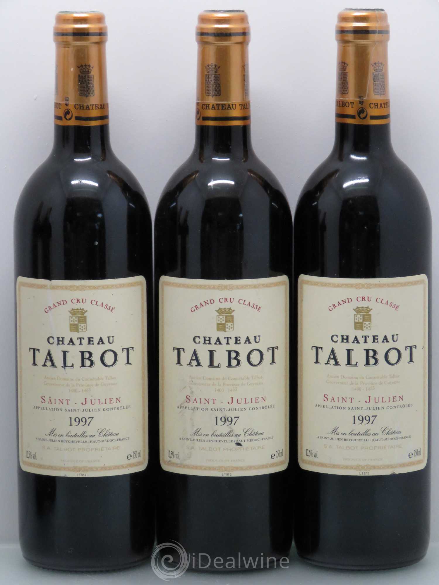 Château Talbot 4ème Grand Cru Classé 1997 - Lot de 5 bouteilles - 1