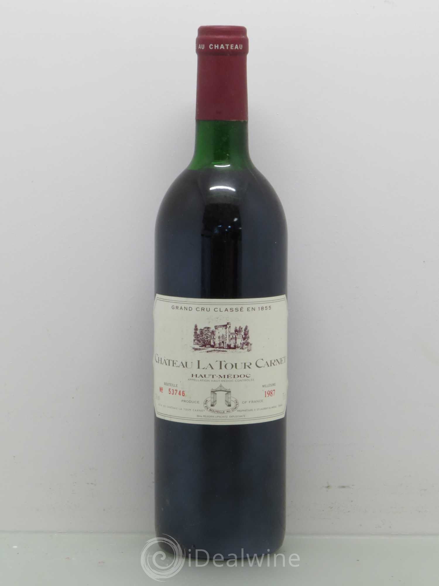 Château la Tour Carnet 4ème Grand Cru Classé 1987 - Lot de 1 bouteille - 0