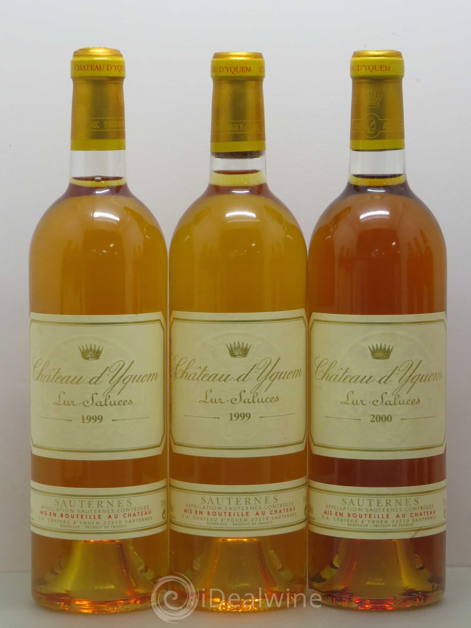 Château d' Yquem 1er Cru Classé Supérieur 5 bouteilles de 1999 - 1 bouteille de 2000 - 1 bouteille de 1997 - 1 bouteille de 1996 - 1 bouteille de 1995 - 1 bouteille de 1994 - 1 bouteille de 1991 - 1 bouteille de 1988 - Lotto di 12 bottiglie - 2