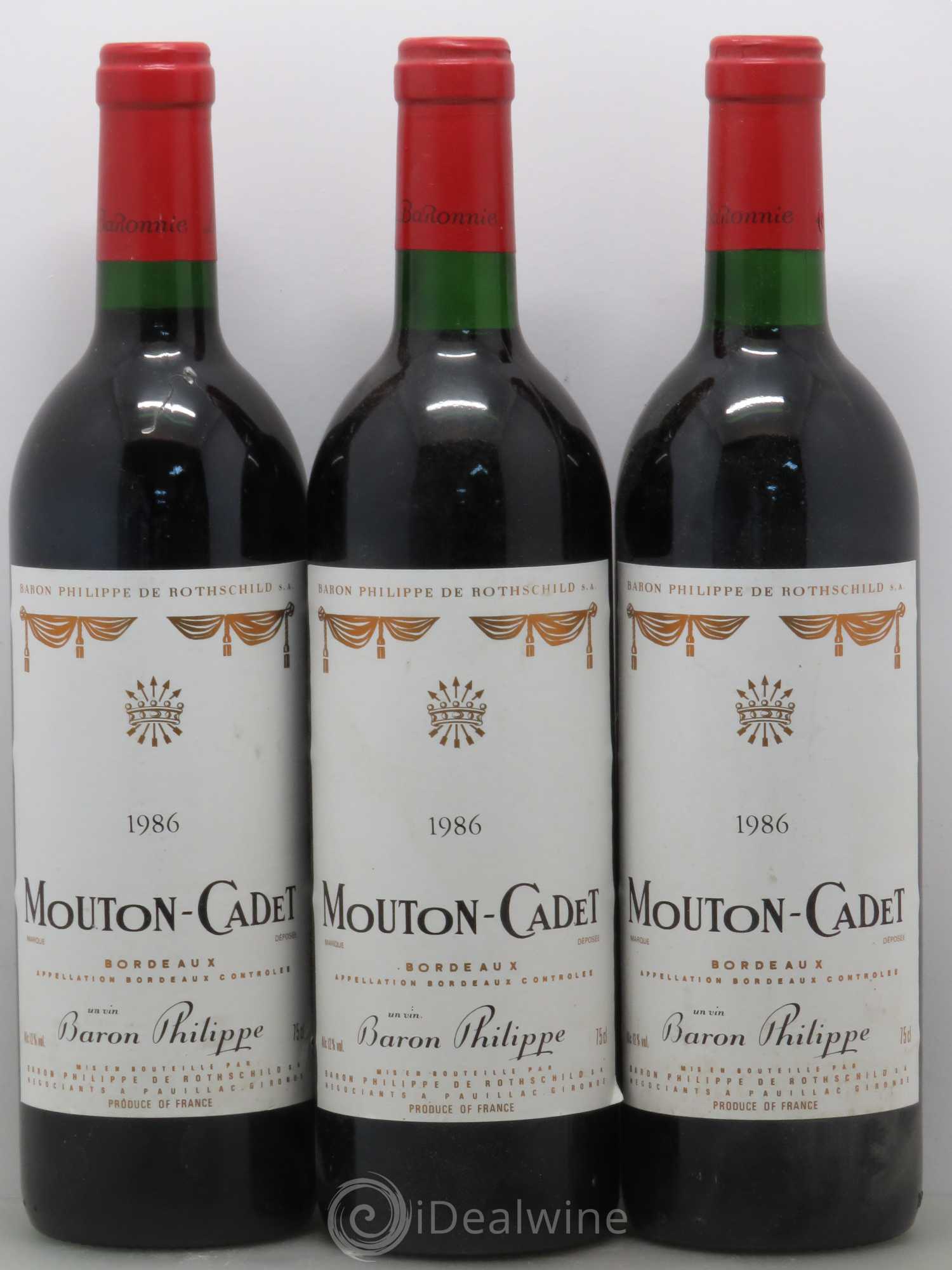 Château Mouton Cadet (sans prix de réserve) 1986 - Lot de 3 bouteilles - 0