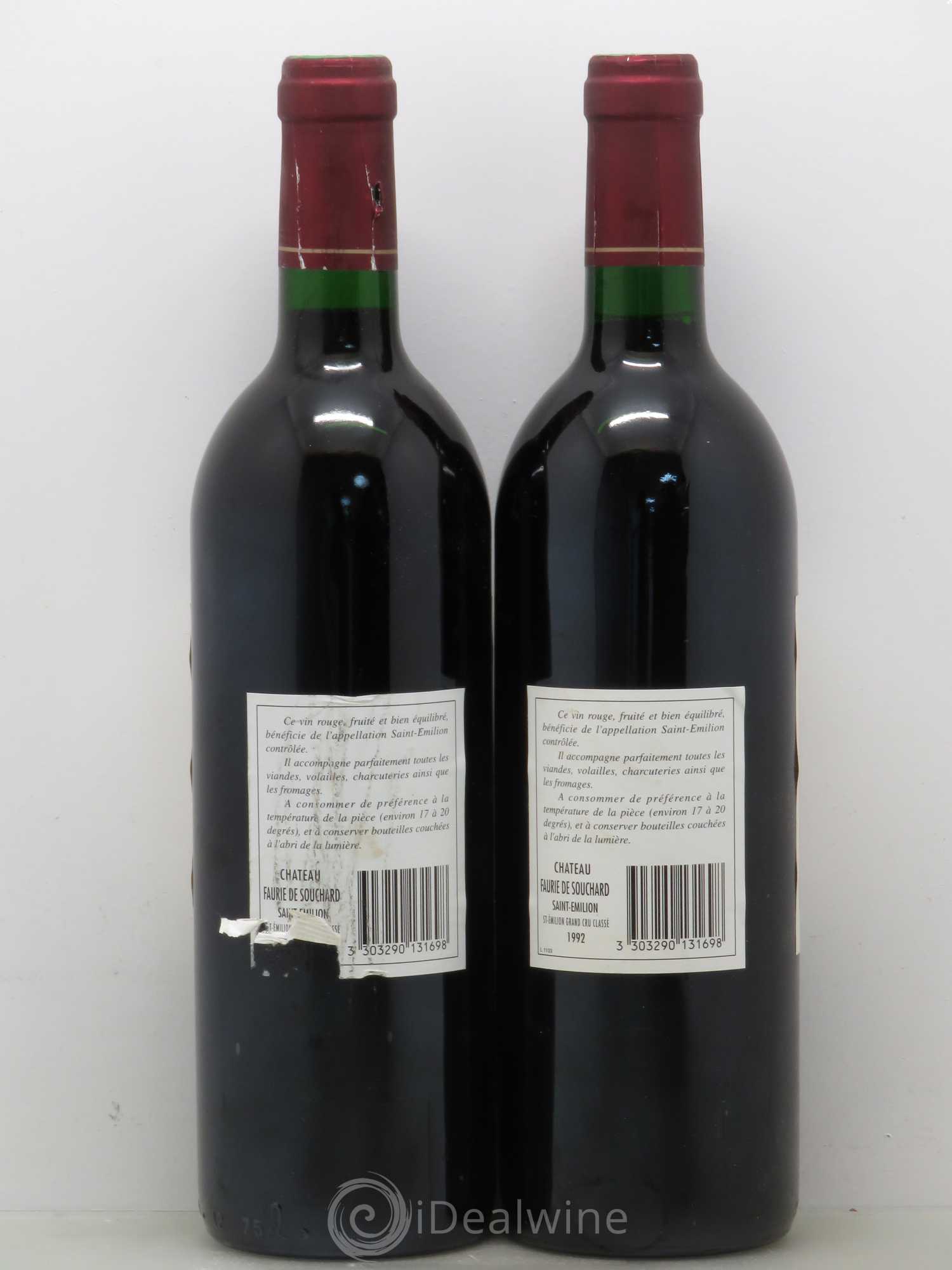 Château Faurie de Souchard Grand Cru Classé 1992 - Lot de 2 bouteilles - 1