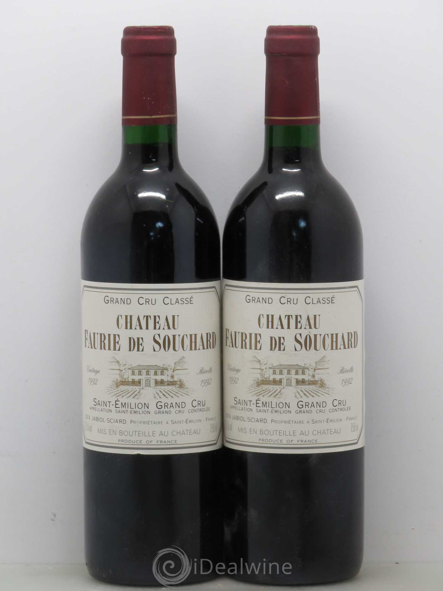 Château Faurie de Souchard Grand Cru Classé 1992 - Lot de 2 bouteilles - 0