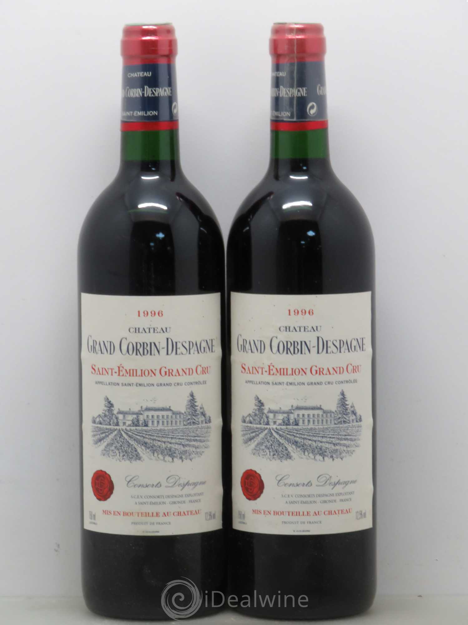 Château Grand Corbin Despagne Grand Cru Classé 1996 - Lot de 2 bouteilles - 0