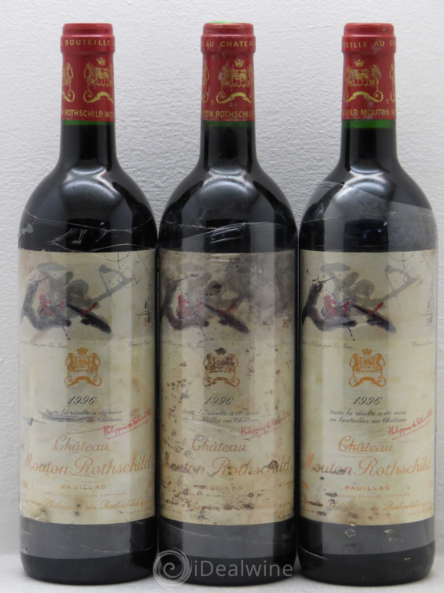 Château Mouton Rothschild 1er Grand Cru Classé 1996 - Lot de 3 bouteilles - 0