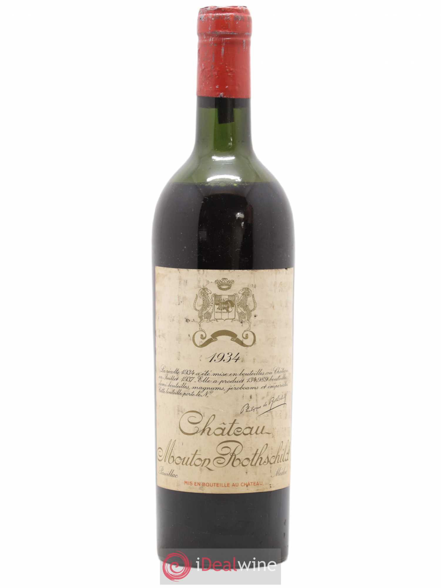 Château Mouton Rothschild 1er Grand Cru Classé 1934 - Lot de 1 bouteille - 0
